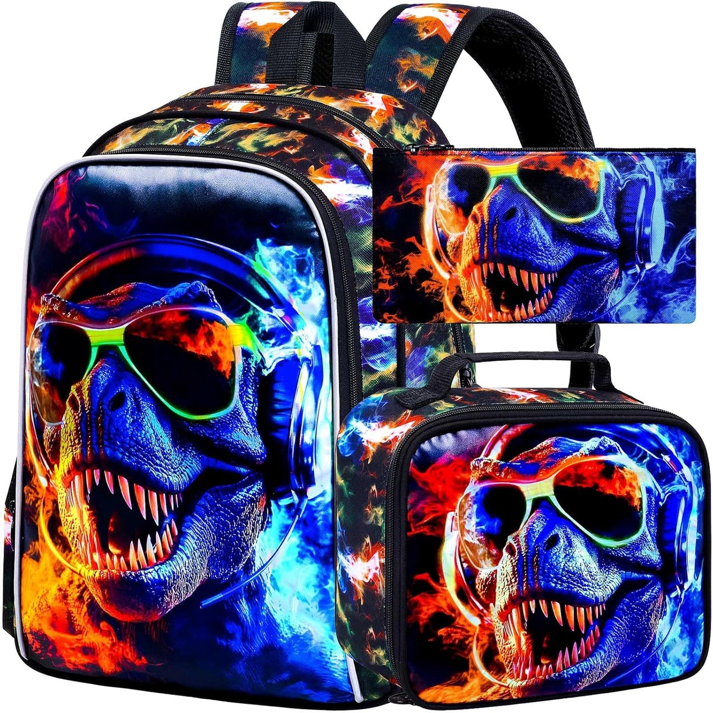 3Pcs Backpack for Boys, 17" Kids Bookbag with Lunch Box, School Backpacks for Elementary Preschool Kindergarten