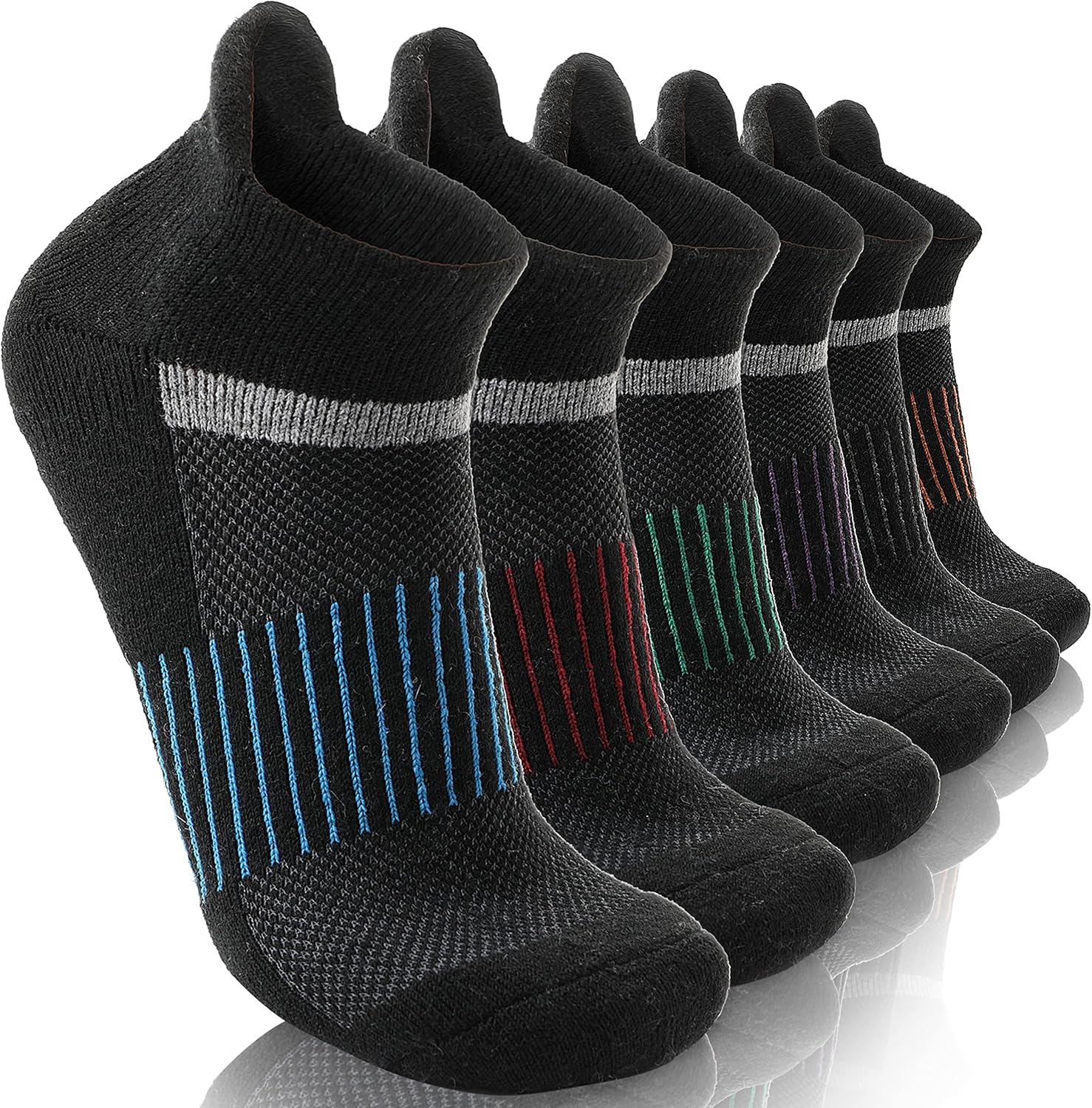6 Pairs Merino Wool Ankle Running Hiking Socks Compression Support Breathable Thick Cushion No Show