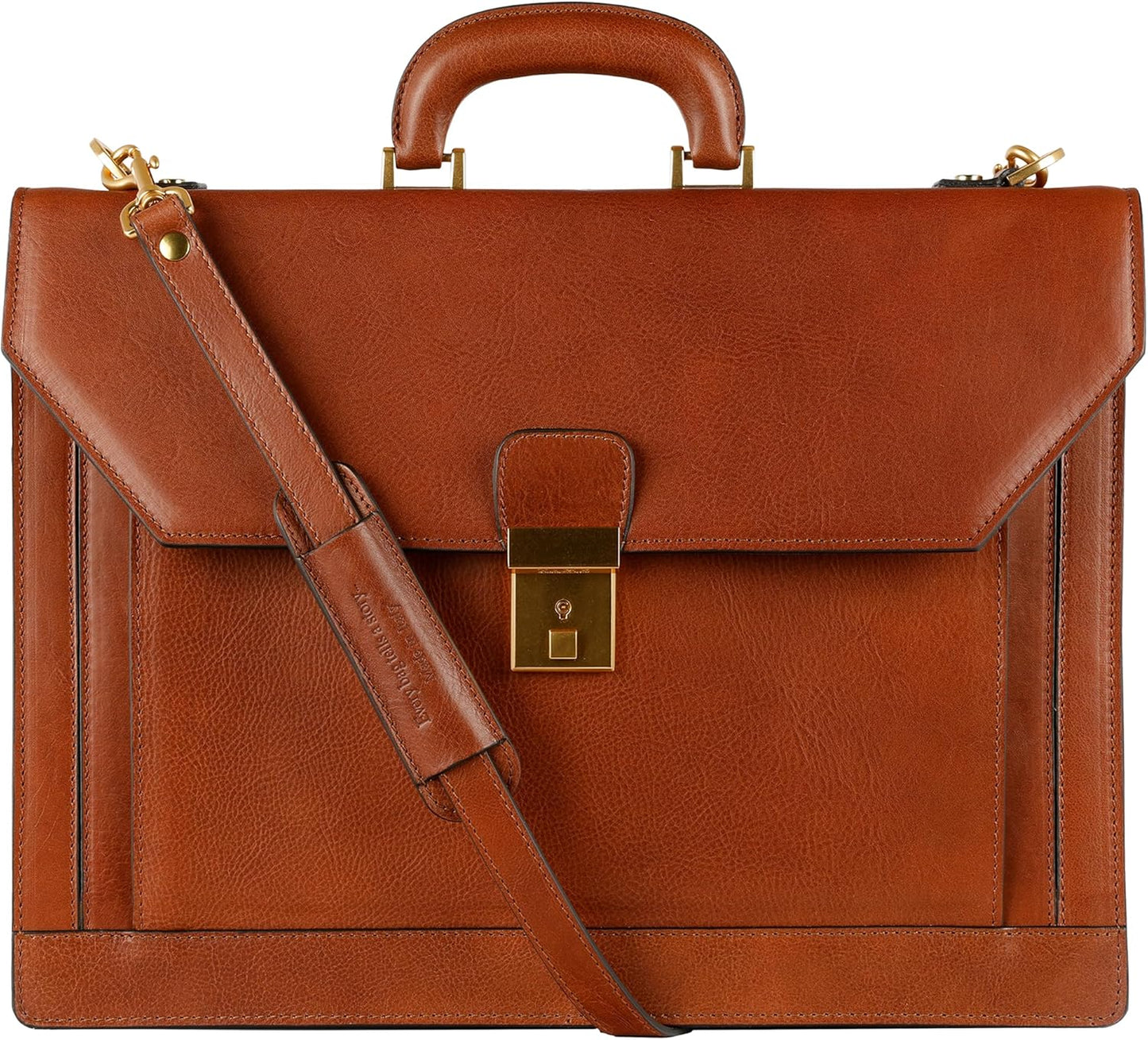 Time Resistance Leather Briefcase - Italian Handmade Laptop Bag - Work Bag for Men and Women