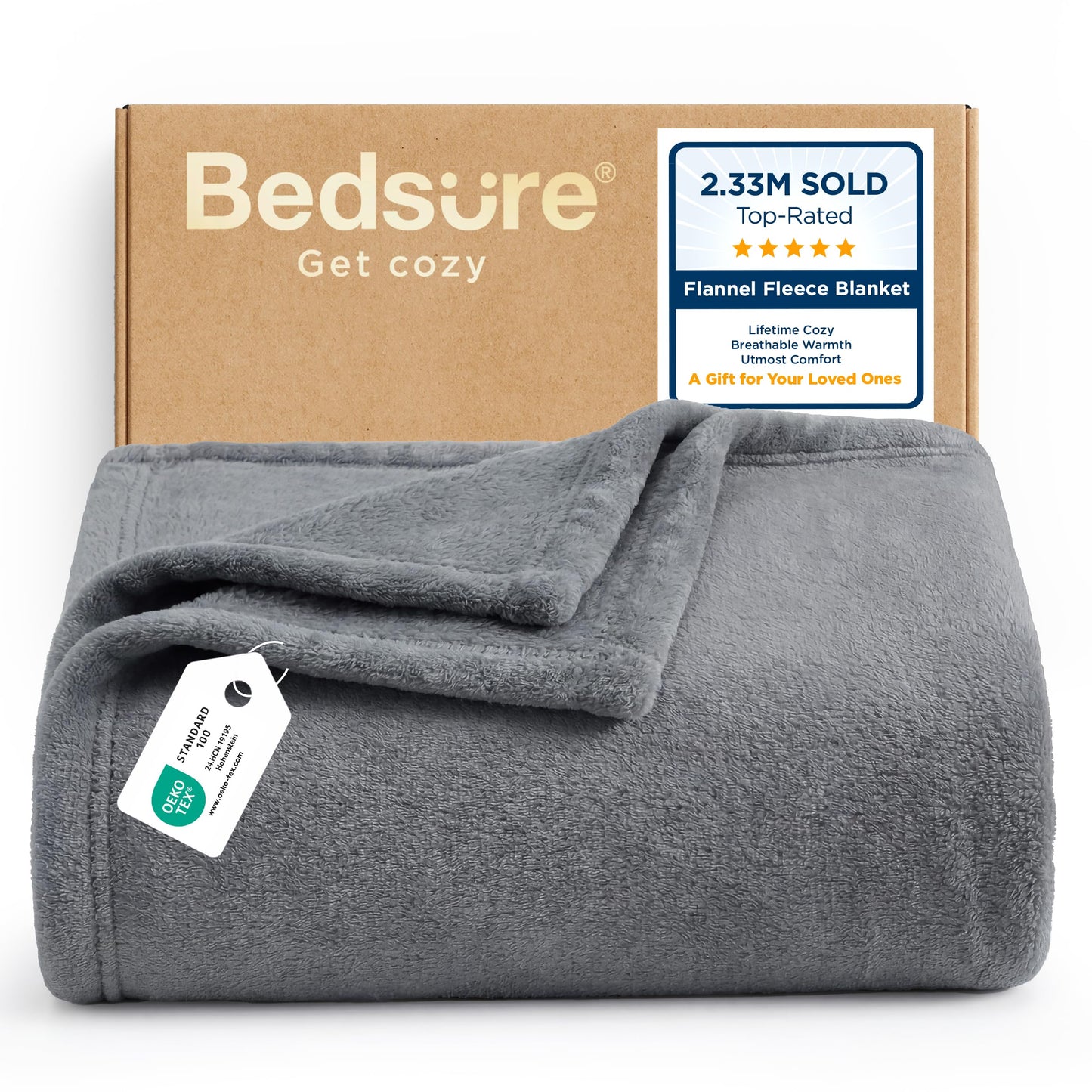 Bedsure Soft Fleece Throw Blanket for Couch Grey - Lightweight Fuzzy Cozy Halloween Decorations