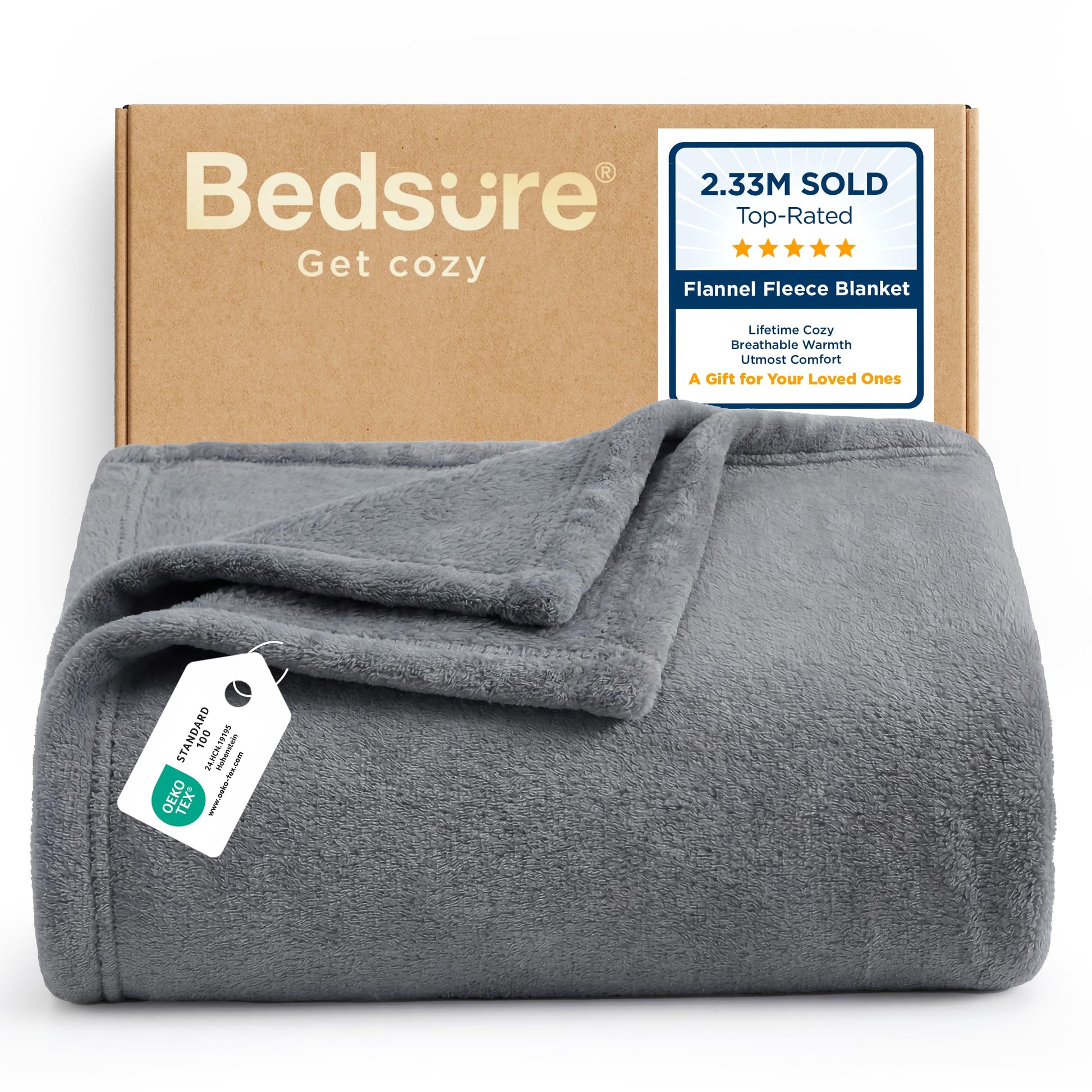 Bedsure Soft Fleece Throw Blanket for Couch Grey - Lightweight Fuzzy Cozy Halloween Decorations