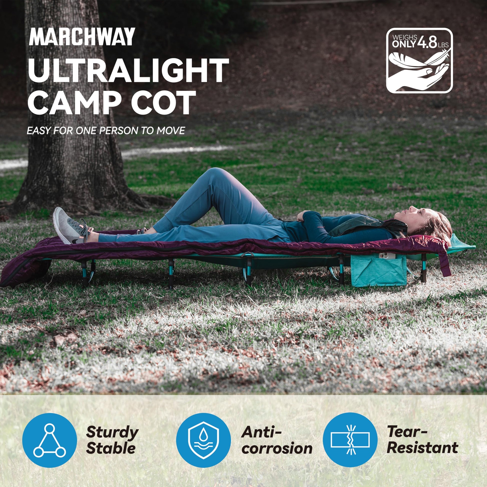 MARCHWAY Ultralight Folding Tent Camping Cot Bed, Portable Compact for Outdoor Travel, Base Camp