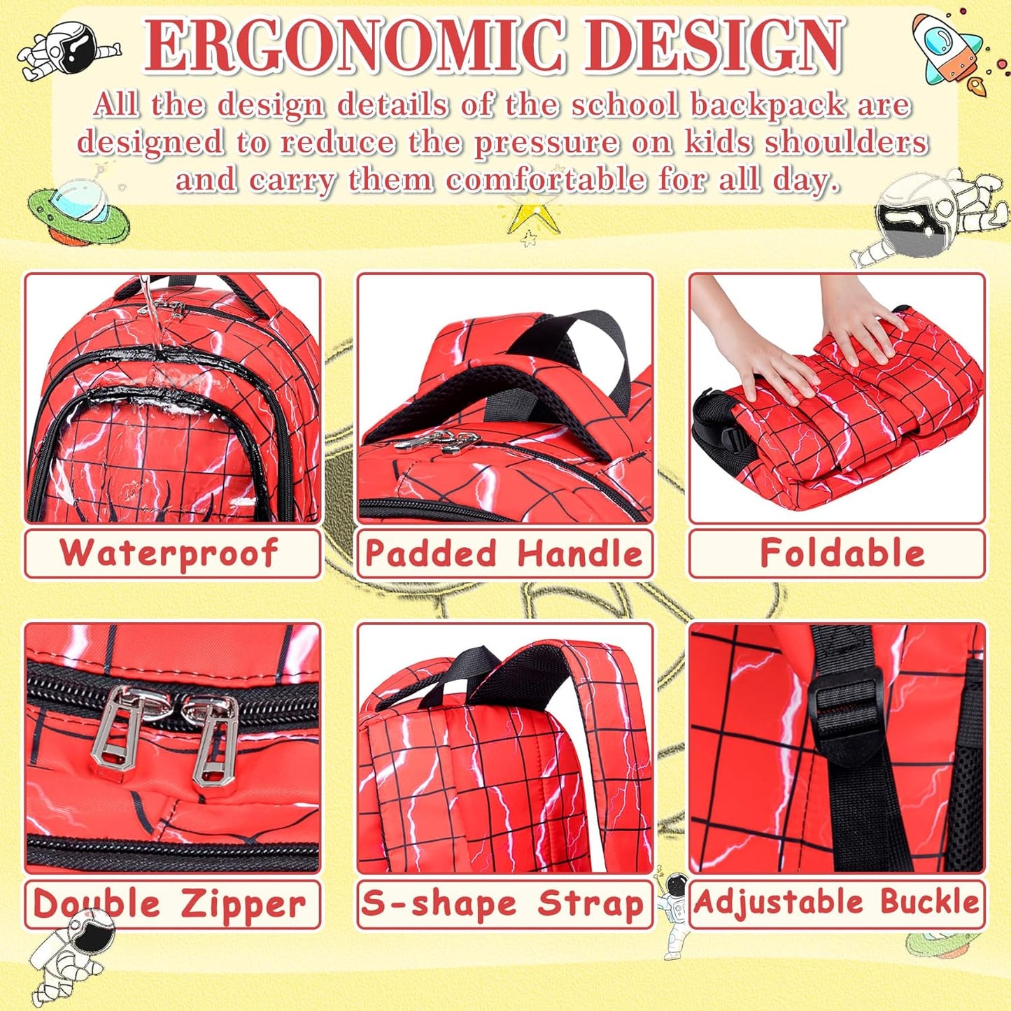 FunnyGifts Kids Backpacks Boys School Bookbag for Elementary Kindergarten Preschool Mochila Para Niños 4 5 6 7 8 9 10 11 12