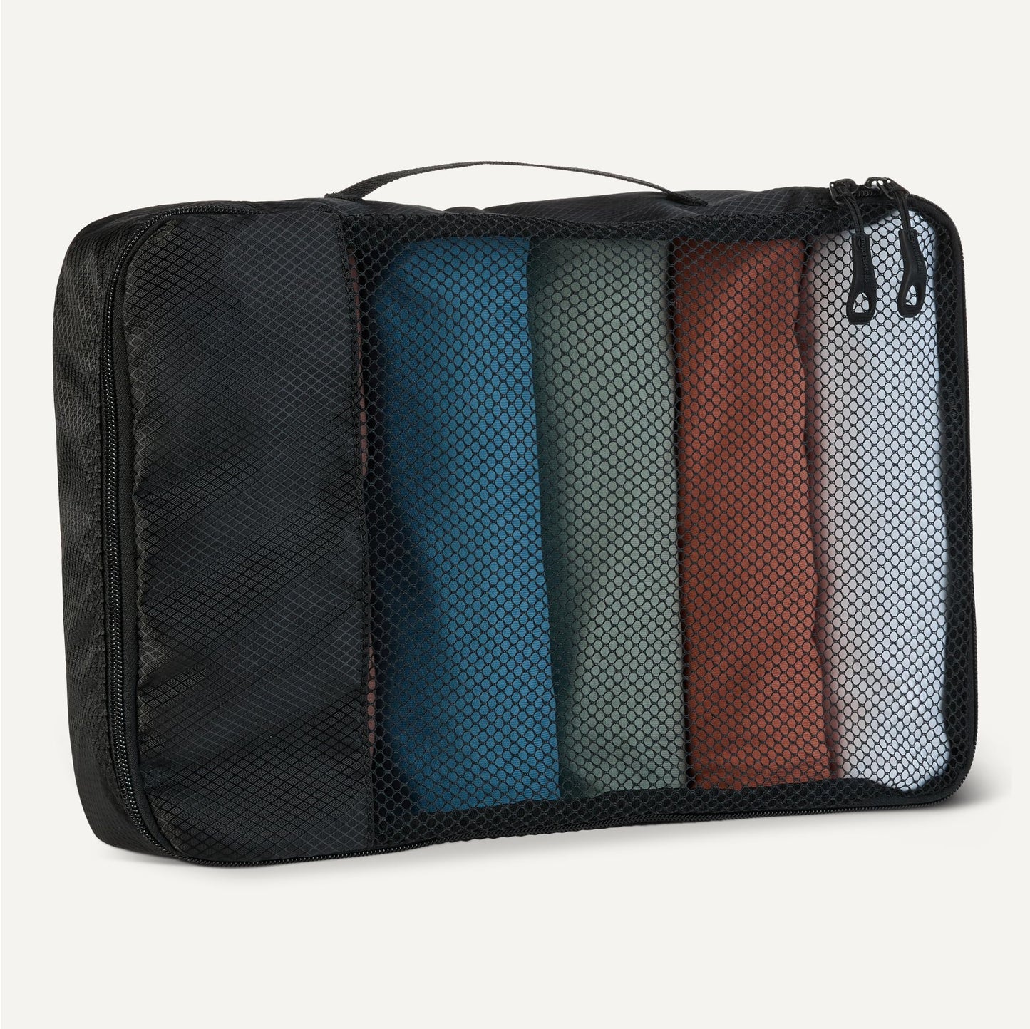 Amazon Essentials 4-Piece Packing Cubes Travel Accessories Set, Luggage Organizer with Double