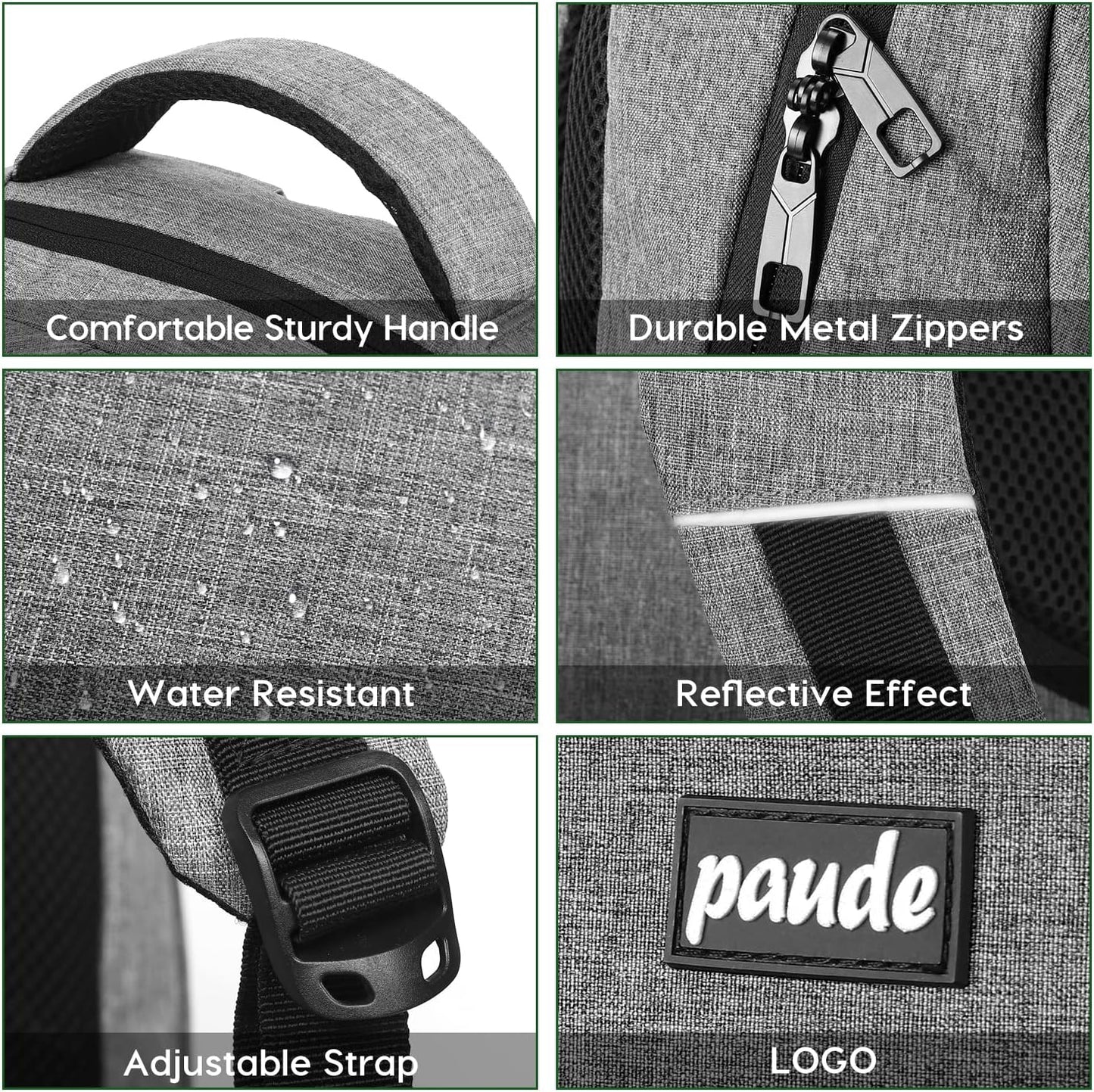 Paude Backpack for School, Laptop, Bookbag for Teen Boys - 15.6 Inch College Backpack for University, Business, Work, Travel