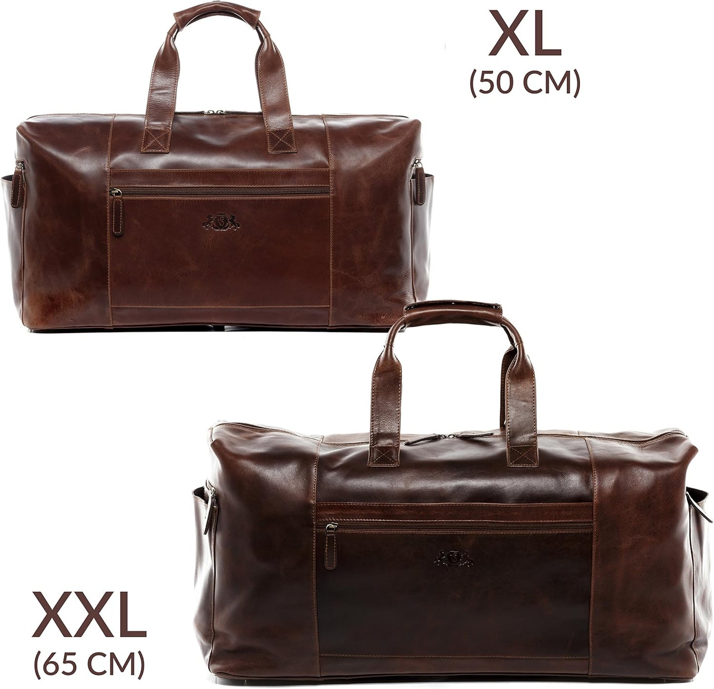 SID & VAIN travel bag holdall BRISTOL XXL duffel bag real leather weekender duffle carry on leather bag Male