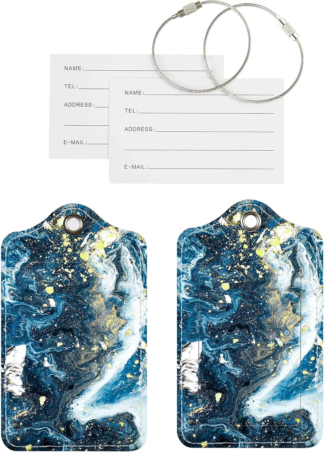Luggage Tags for Suitcases, 2 Pack Cute PU Leather Suitcase Tag Identifiers TSA Approved with