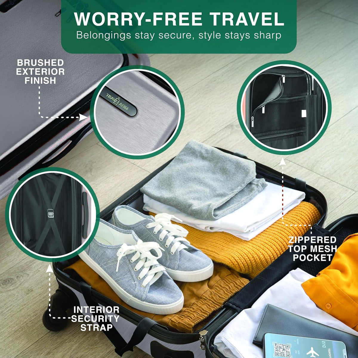 Luggage Sets 3 Piece, 22 Inch Carry on Luggage and 24 Inch Suitcases with Wheels Spinner, Durable