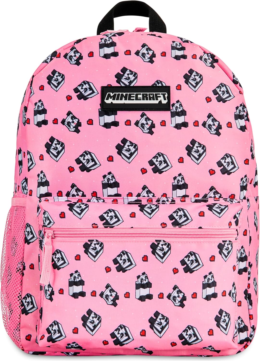 Minecraft Backpack for Boys Kids Teens Adjustable Straps Front Pocket Daypack Backpacks for Sports Gym School Gamer Gifts (Pink)