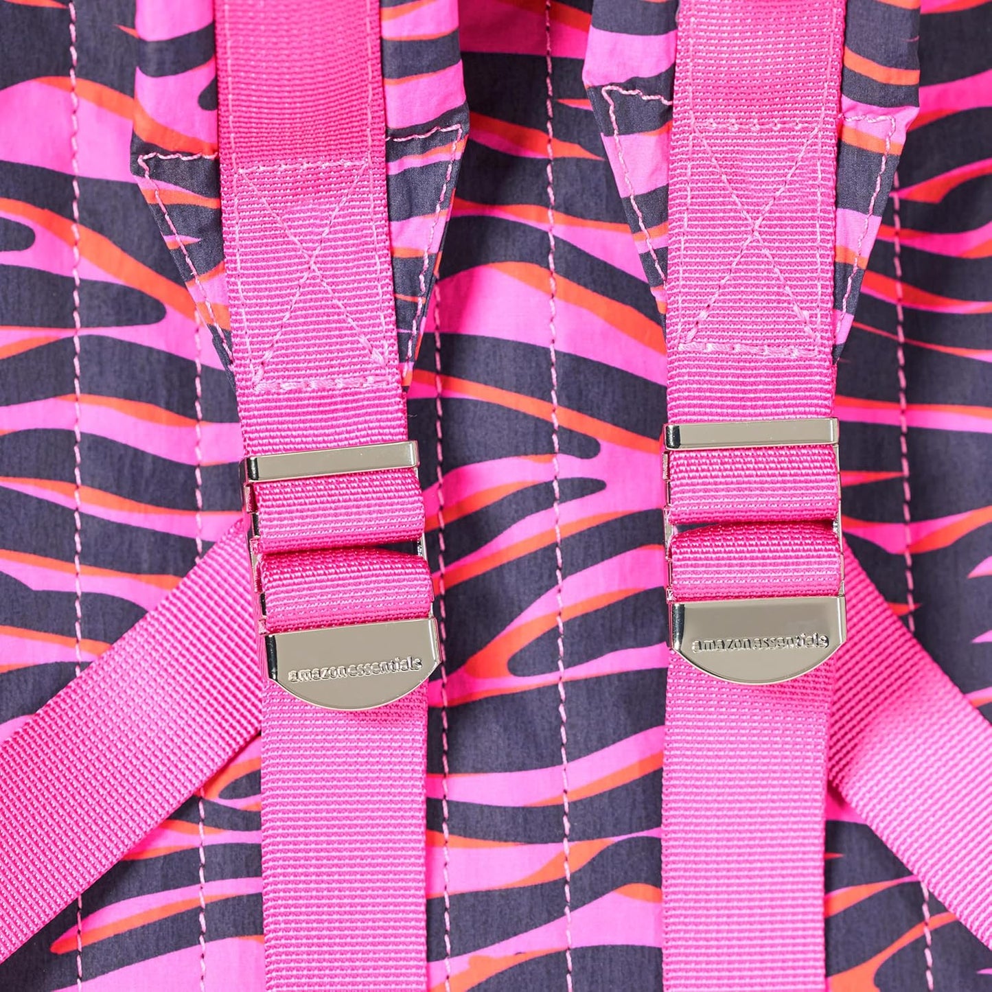 Amazon Essentials Unisex Kids' Nylon School Backpack, Bright Pink Zebra Stripes, One Size