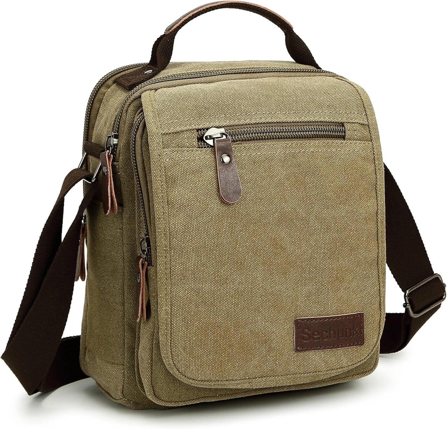 Sechunk Small Canvas Shoulder Bags Messenger Bag Travel Bag Business Bag Working Bag For Men Women