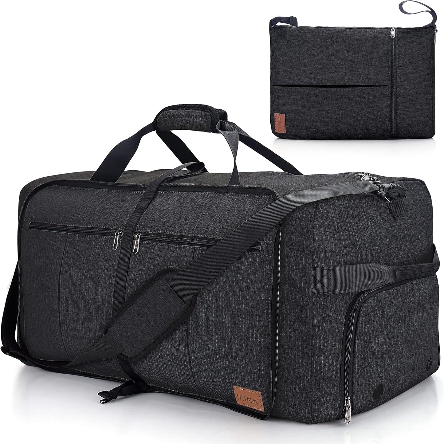 100L Travel Duffle Bag for Men, Urtala 32” Large Duffle Bag for Traveling with Shoe Compartment, Foldable Travel Duffel Bag Weekender Bag Gym Bag for Men Women Waterproof & Tear Resistant (Black)