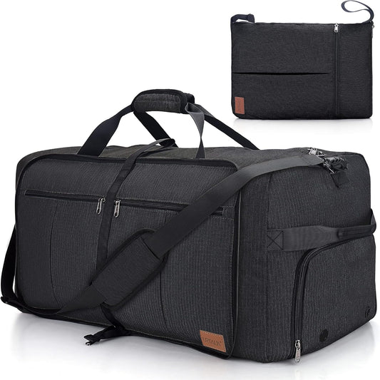 100L Travel Duffle Bag for Men, Urtala 32” Large Duffle Bag for Traveling with Shoe Compartment, Foldable Travel Duffel Bag Weekender Bag Gym Bag for Men Women Waterproof & Tear Resistant (Black)