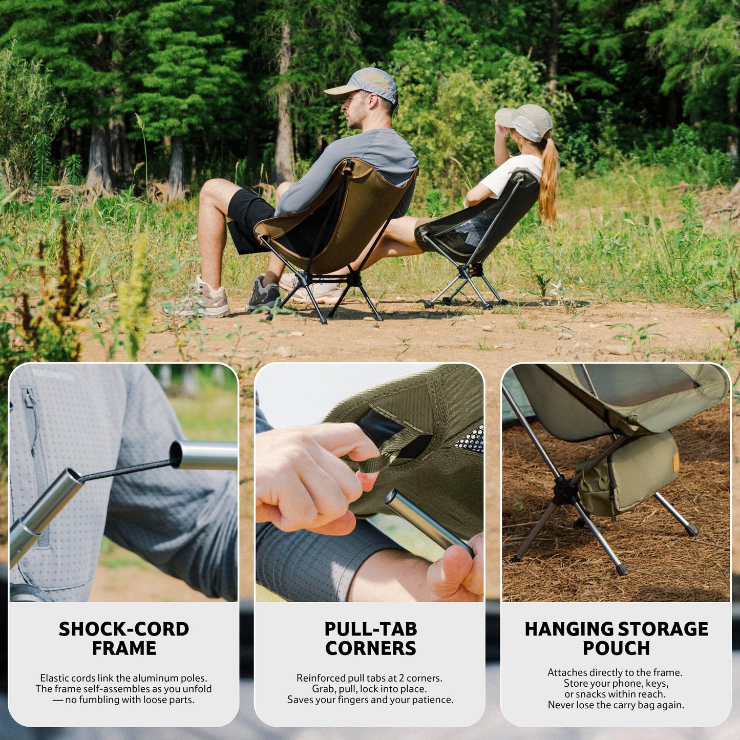 Naturehike YL08 Ultralight Camping Chair — Only 2.12 LBS, Anti-Sinking Feet