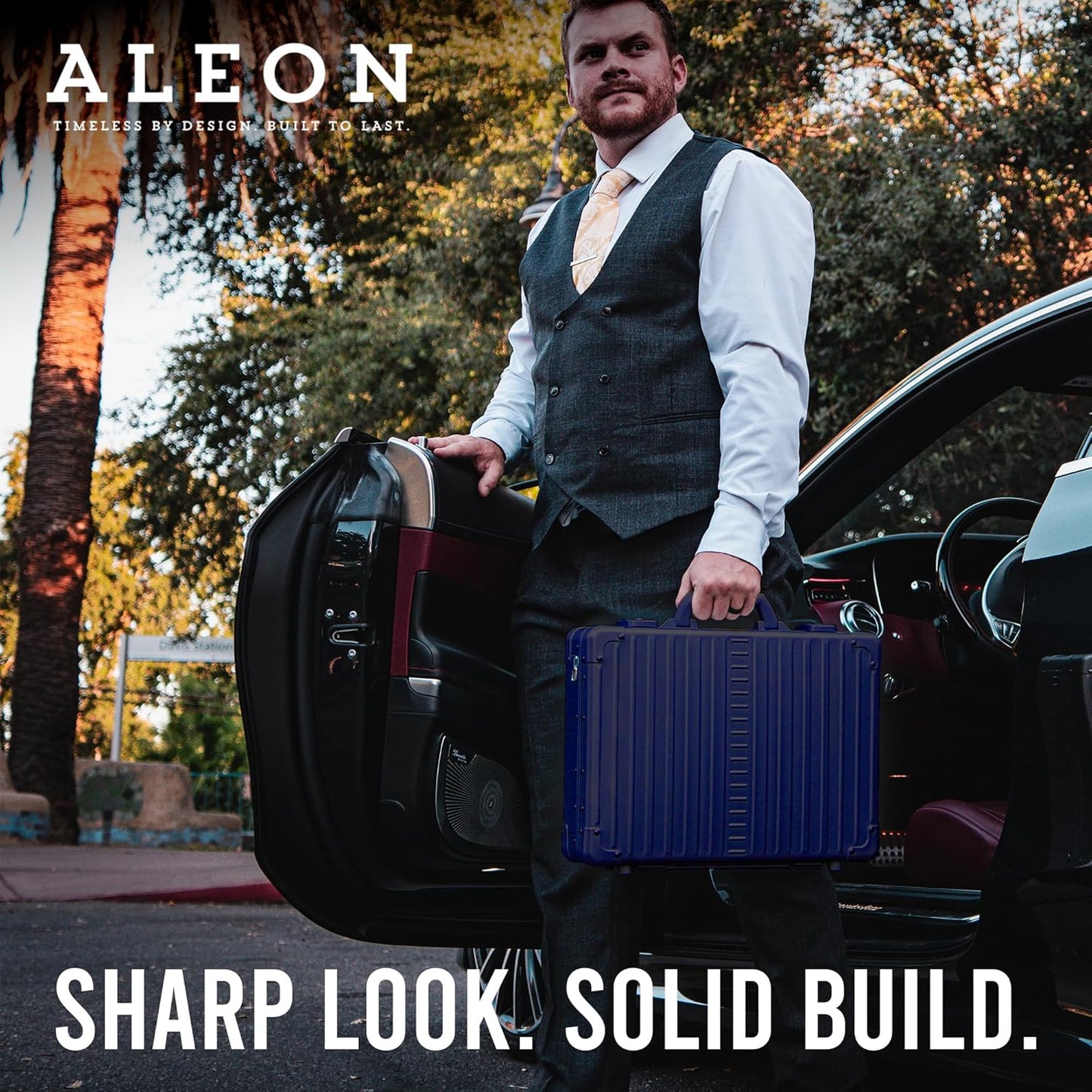 All Aluminum Lightweight 17" Premiuim Laptop Briefcase for Men – Shockproof Hard Shell Attache Case with Two TSA Key Locks, Metal Carrying Case for Travel, Storage, and Business Equipment (Sapphire)