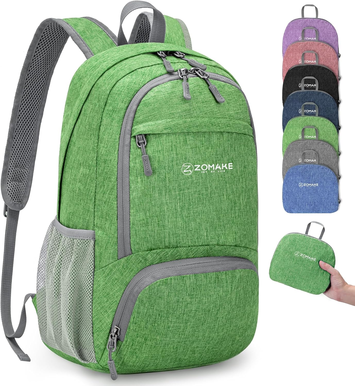 ZOMAKE Ultra Lightweight Packable Backpack 20L,Small Foldable Backpacks Hiking Water Resistant Collapsible Daypack for Women Men(Dark Green-C2)