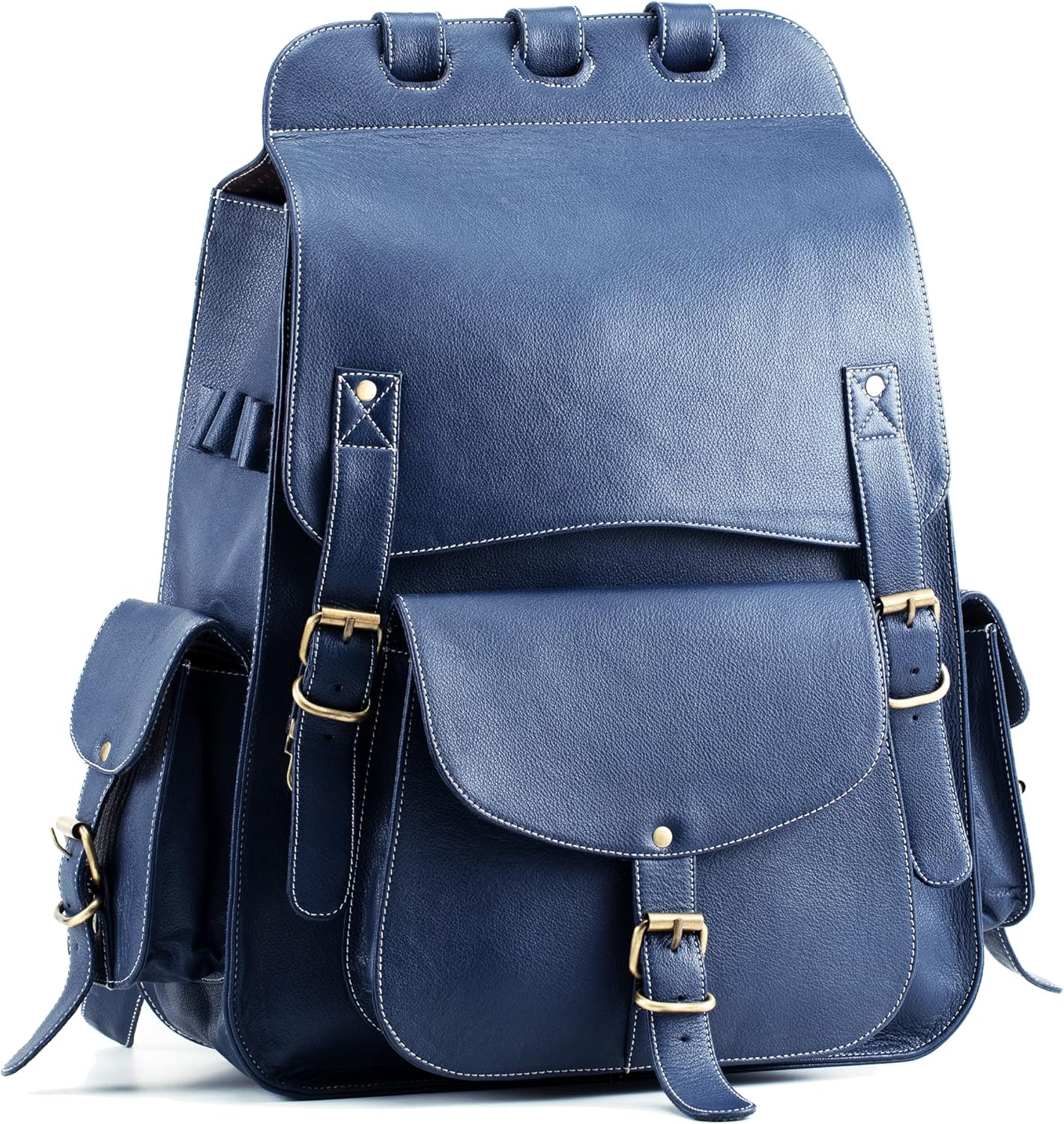 Handmade World Vintage Full Grain 20 Inch Leather Laptop Backpack Casual Bookbag Daypack Camping Travel Rucksack Knapsack
