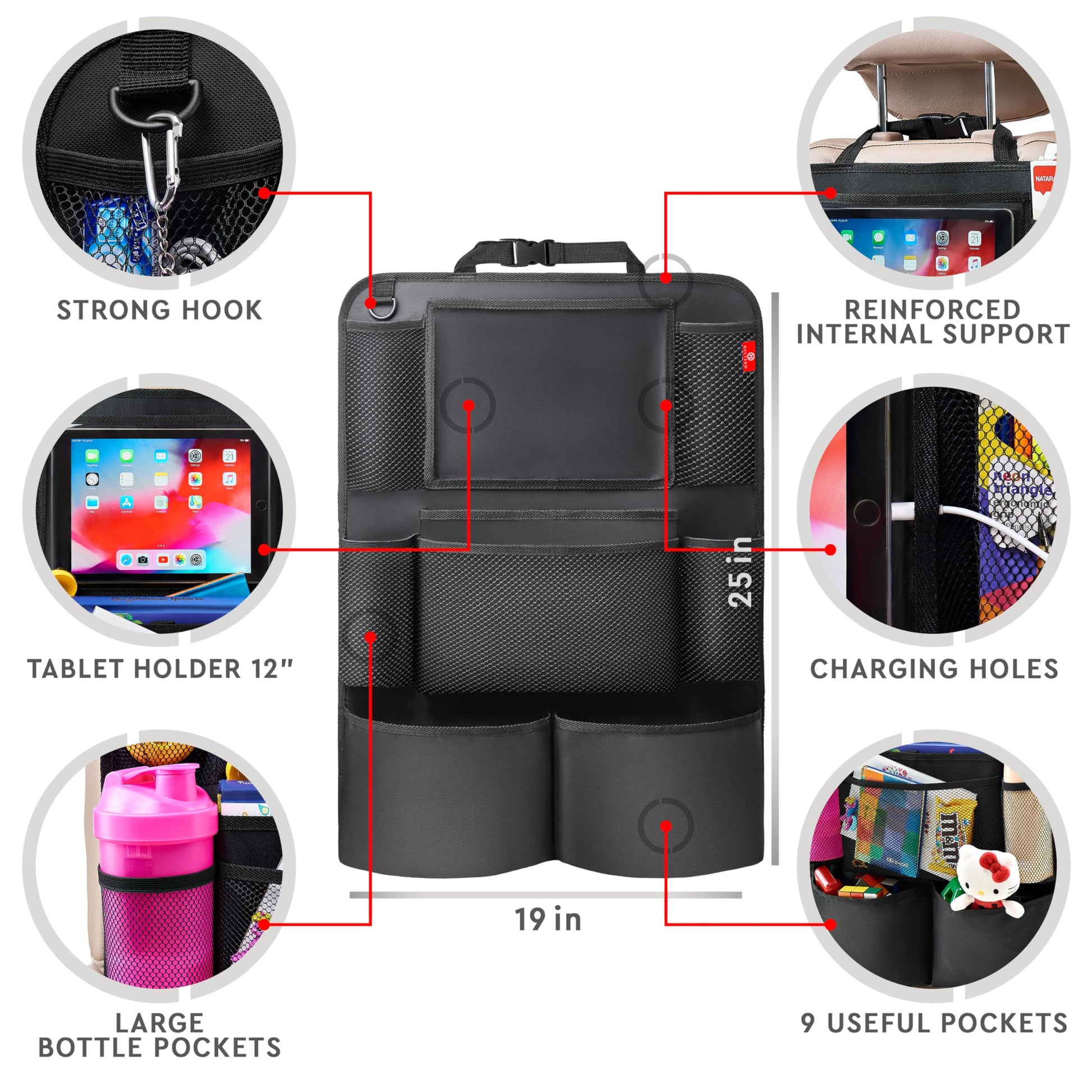 Helteko Backseat Car Organizer, Kick Mats Back Seat Protector with Touch Screen Tablet Holder, Back