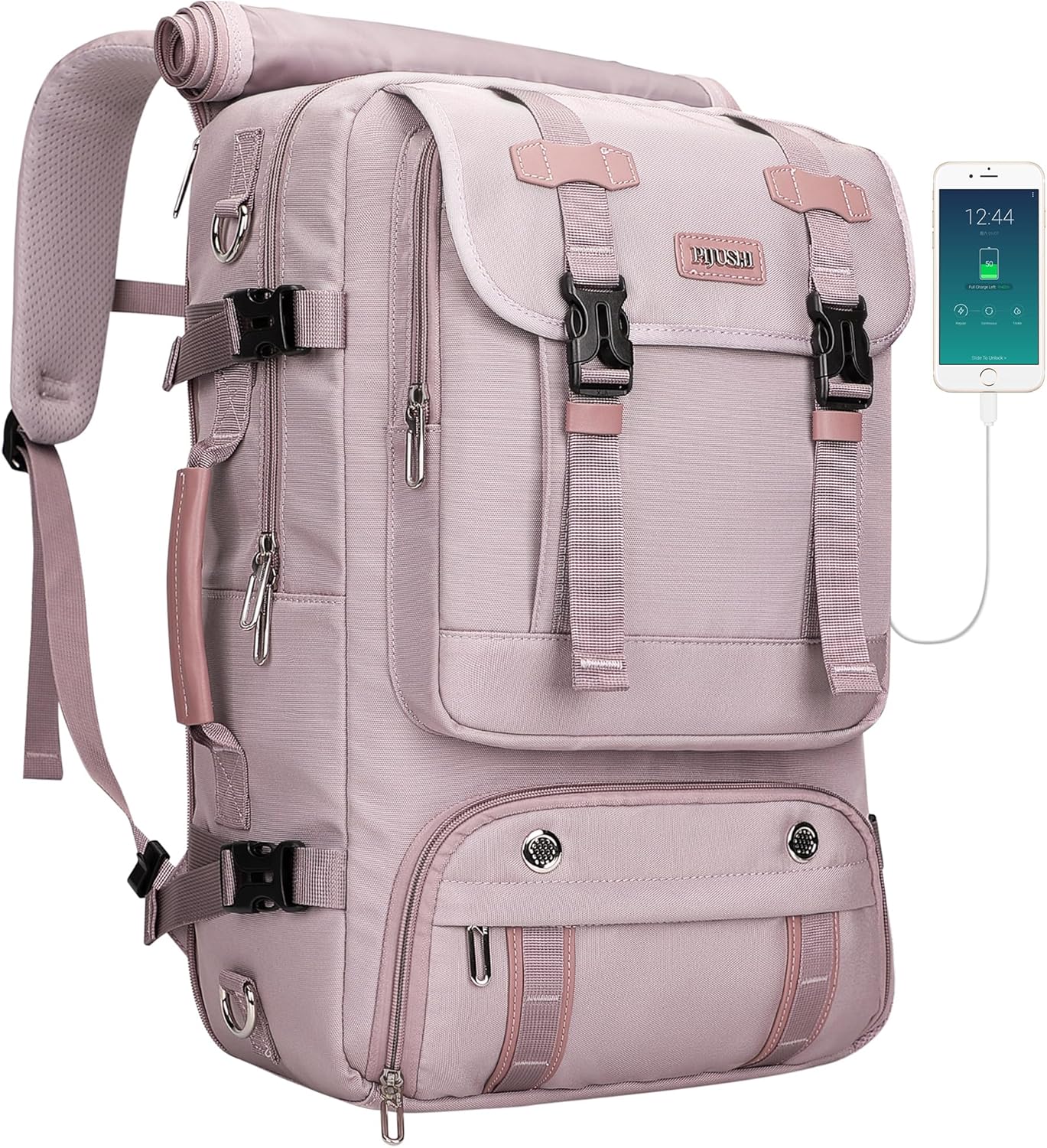 PIJUSHI Travel Backpack for Women Carry on Luggage Backpack Flight Approved Convertible Duffle Bag Fit 16 Inch Laptop(PE037 Light Purple)