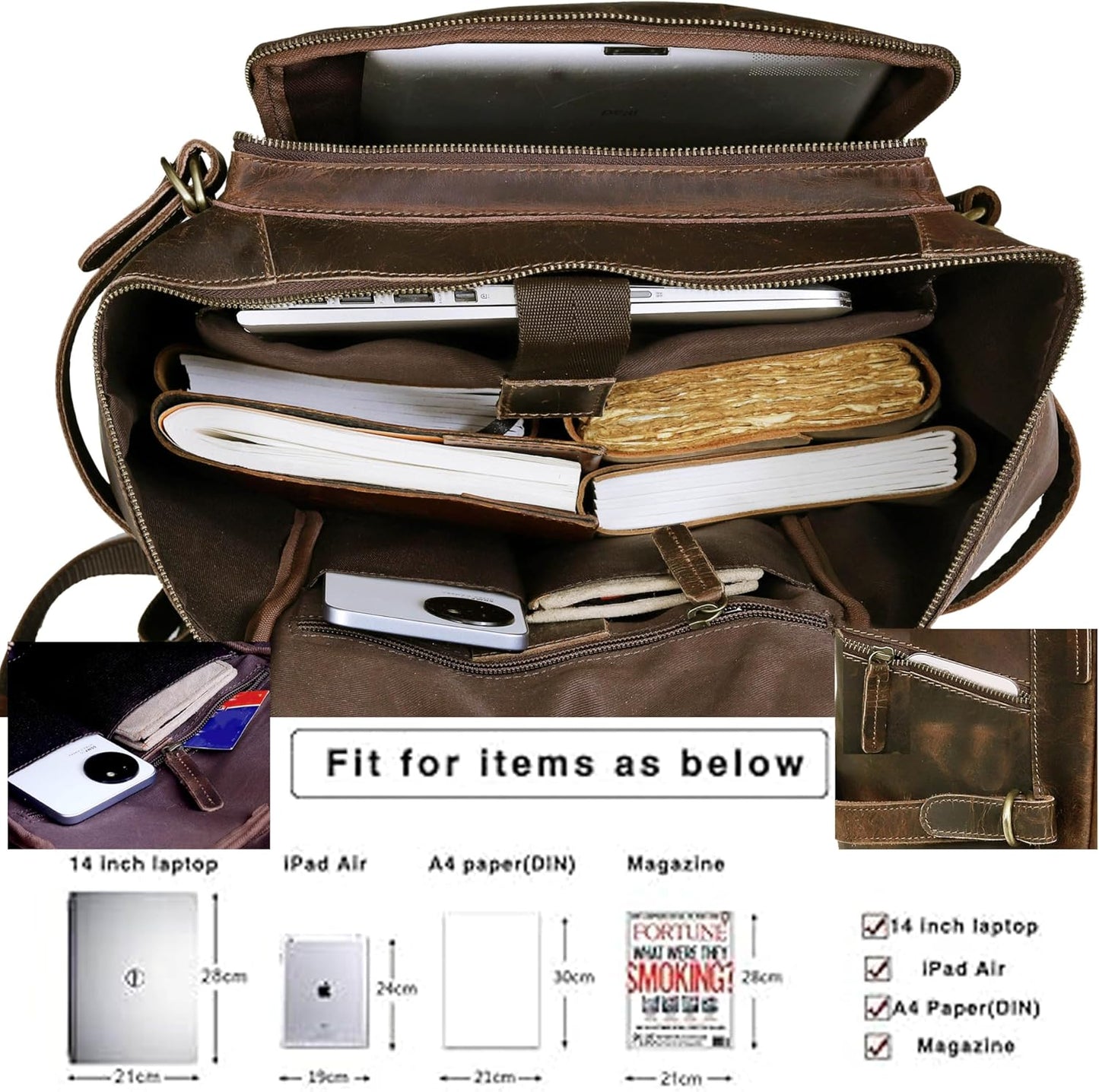 HLC Leather Brown Backpack For Men 17 Inch Genuine Laptop Backpack For Women Men Genuine Leather