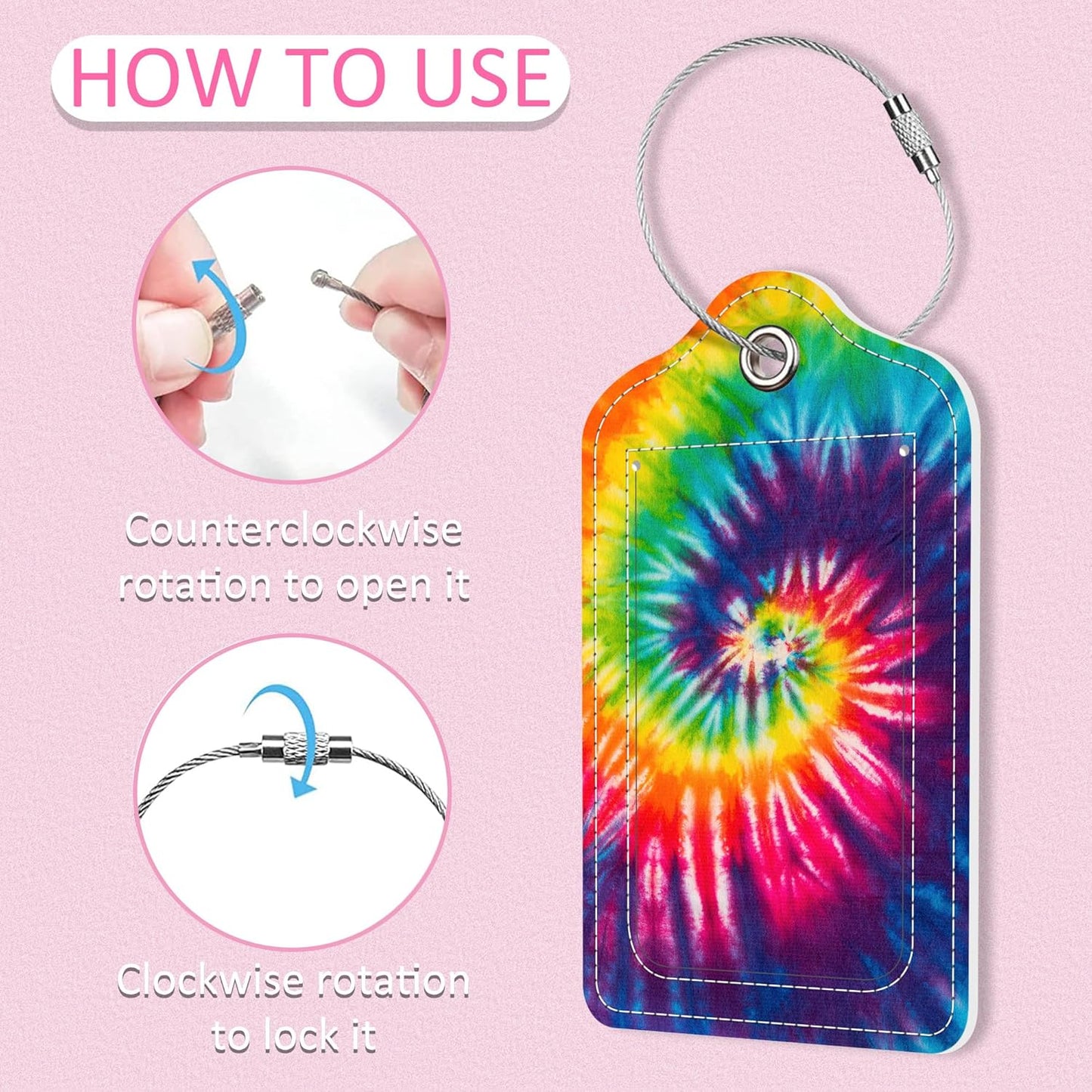 2 Pack Luggage Tag for Suitcase,Abstract Swirl PU Leather Suitcase Tags Identifiers with Privacy Name Address Labels and Steel Loop for Women Men Travel