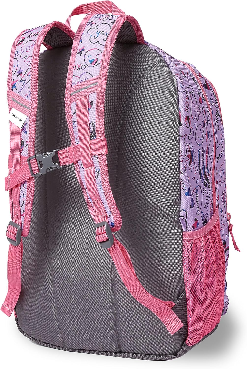 Lands' End Kids' ClassMate Backpack Fuchsia Pink Doodles Large