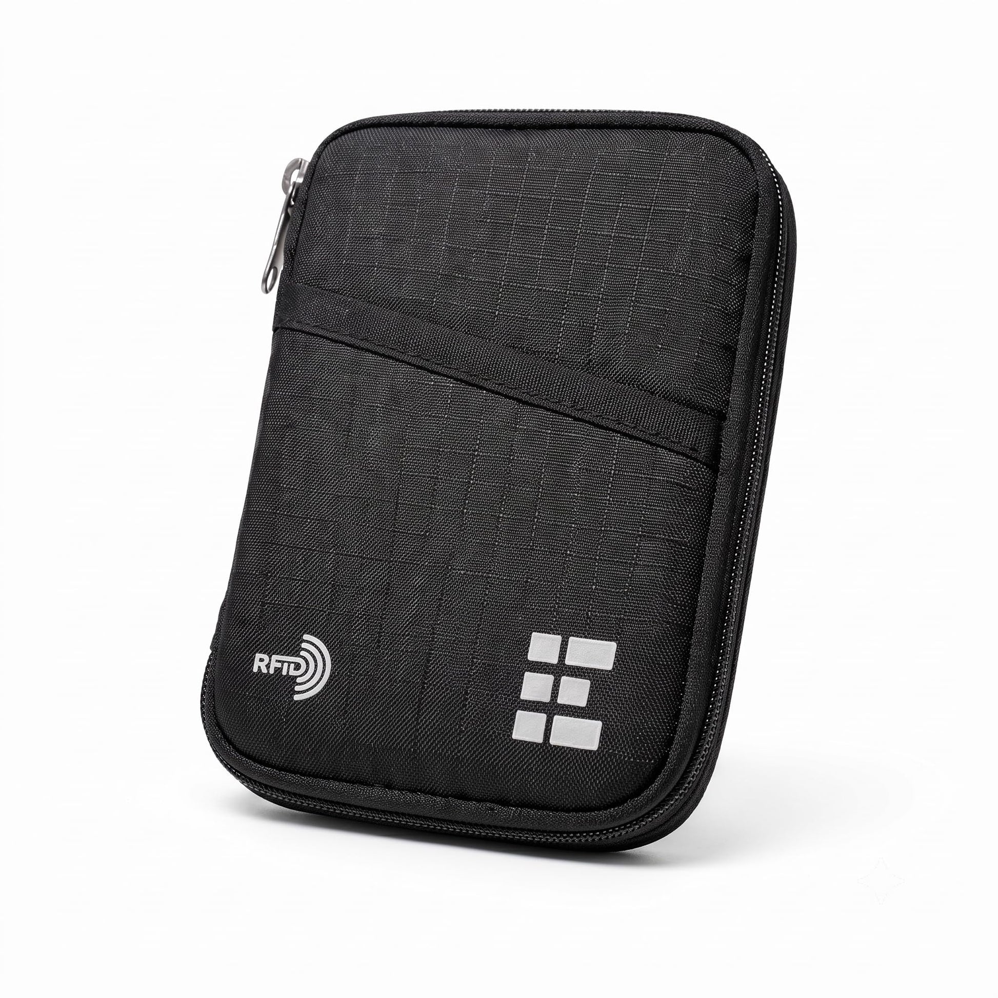 Zero Grid RFID Passport Holder for Passports & Cards, Zippered, Black