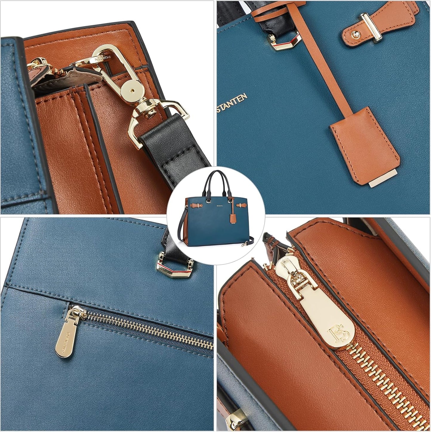 BOSTANTEN Briefcase for Women 15.6 Inch Genuine Leather Laptop Briefcase Shoulder Work Tote Bag Purse