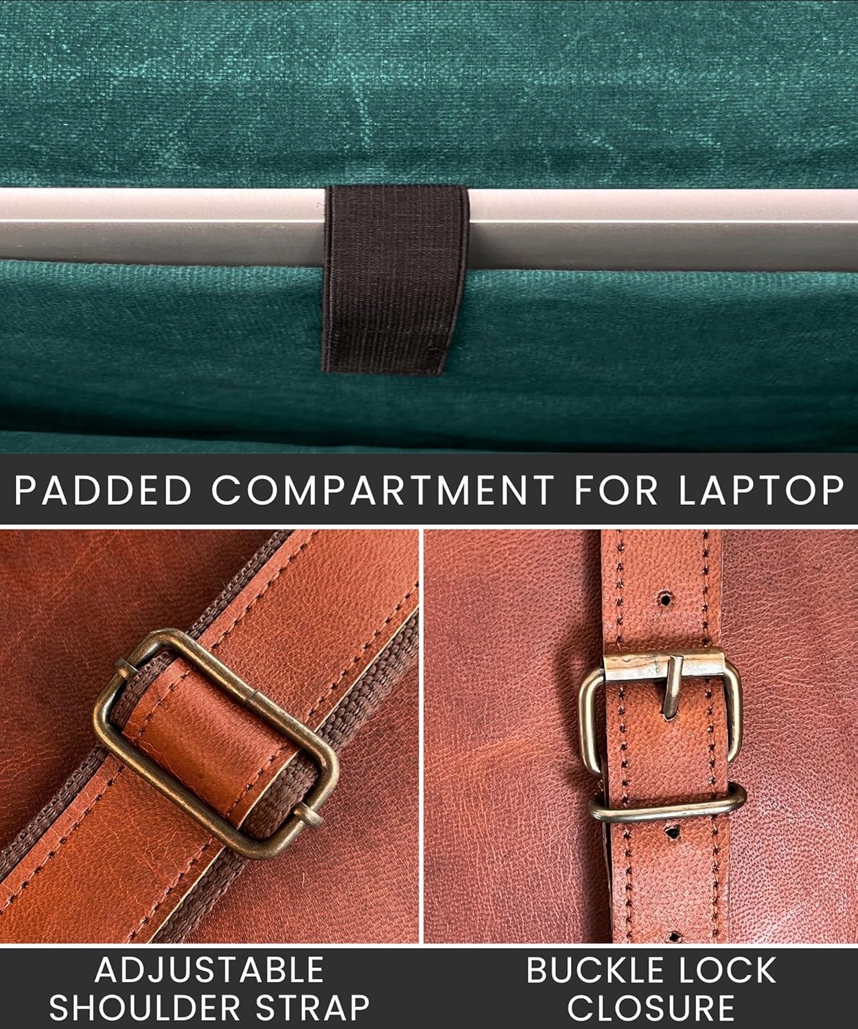 RUSTIC TOWN Leather Messenger Bag for Men Women - Full Grain Leather Laptop Satchel Office Shoulder Bag