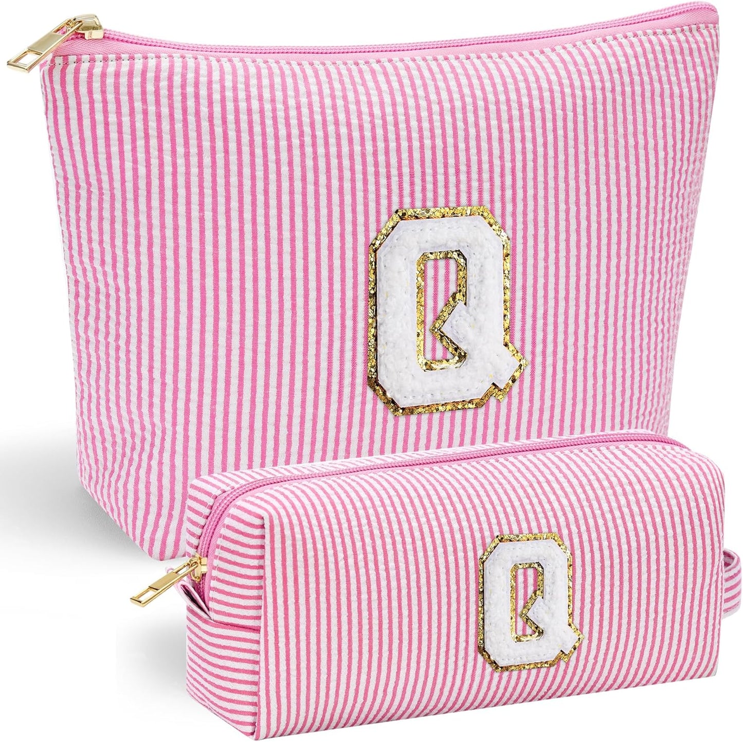 YOOLIFE Personalized Makeup Bag - Initial Cosmetic Bag for Women Travel, Cute Friend Wedding Girlfriend Birthday Gift for Teen Girls 16-18 Q