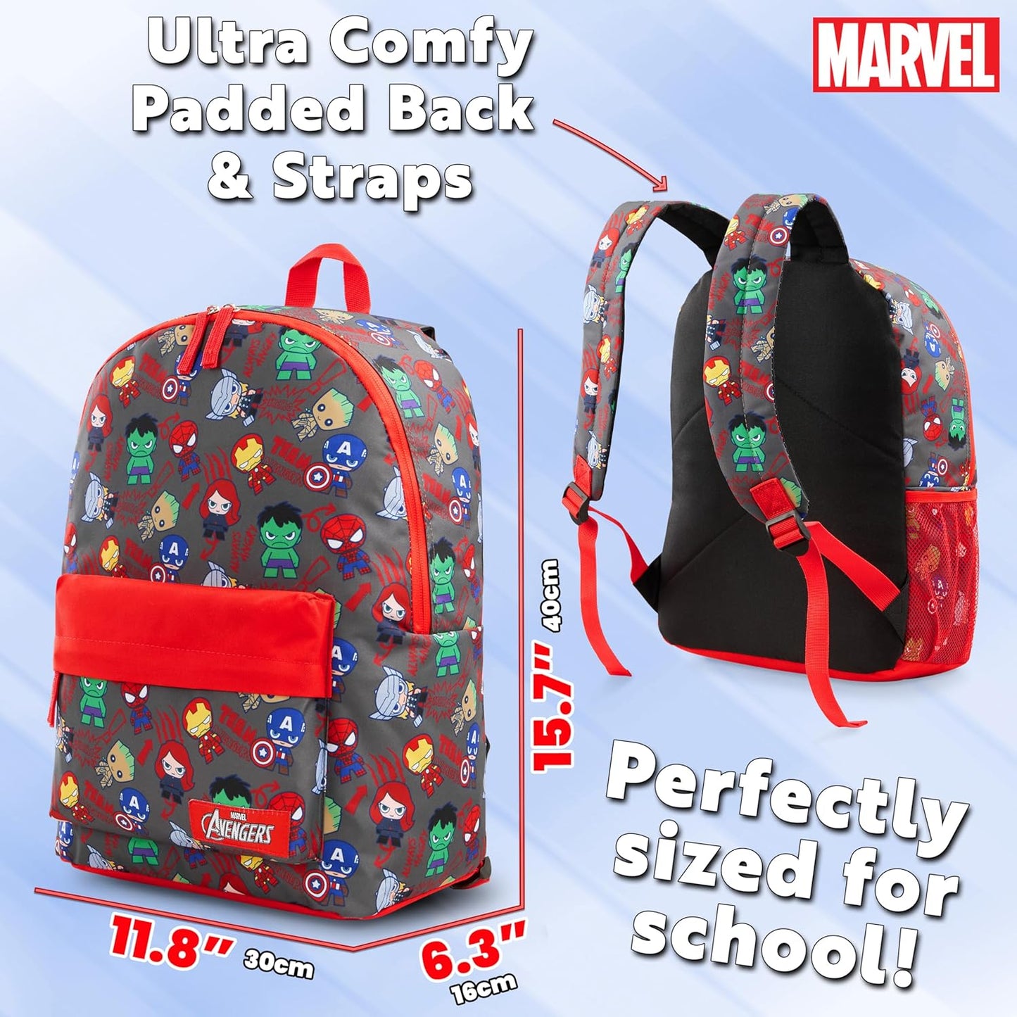 Marvel Avengers Backpack for Kids Teens Bookbag with Double Straps Daypack Backpacks for School Travel Sports Gifts for Boys (Aop Avengers)