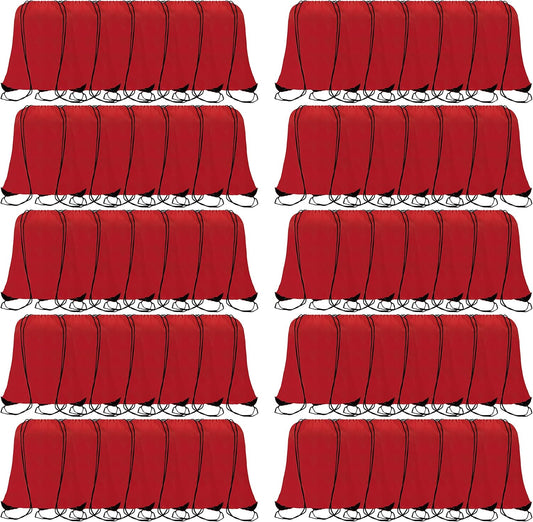 60 Pieces Red Drawstring Backpack Bags Sports Sackpack Bulk Cinch Gym Bag For Women Men Outdoor Sports Backpack