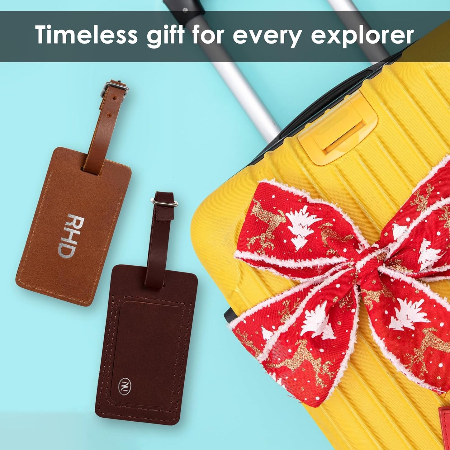 Personalized Leather Luggage Tag – Custom Engraved Monogrammed Travel Bag Tag, Handmade Premium Leather with Secure Strap, Durable Travel Accessory Gift for Men Women Travelers – Made in USA
