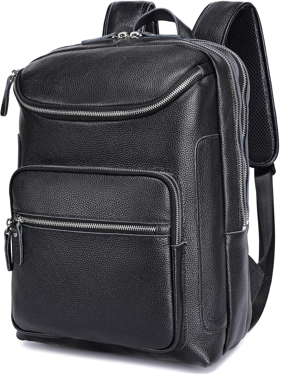 LANNSYNE Leather Backpack For Men, 15.6" Leather Laptop Backpack Hiking Travel Bag Camping Rucksack