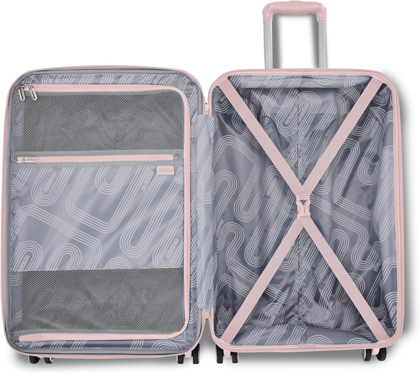 American Tourister Stratum 3.0 Carry-On Spinner, Airline Approved, Durable Hardside Luggage, Expands 1.5", RightHeight™ Adjustable Handle, Pink Blush