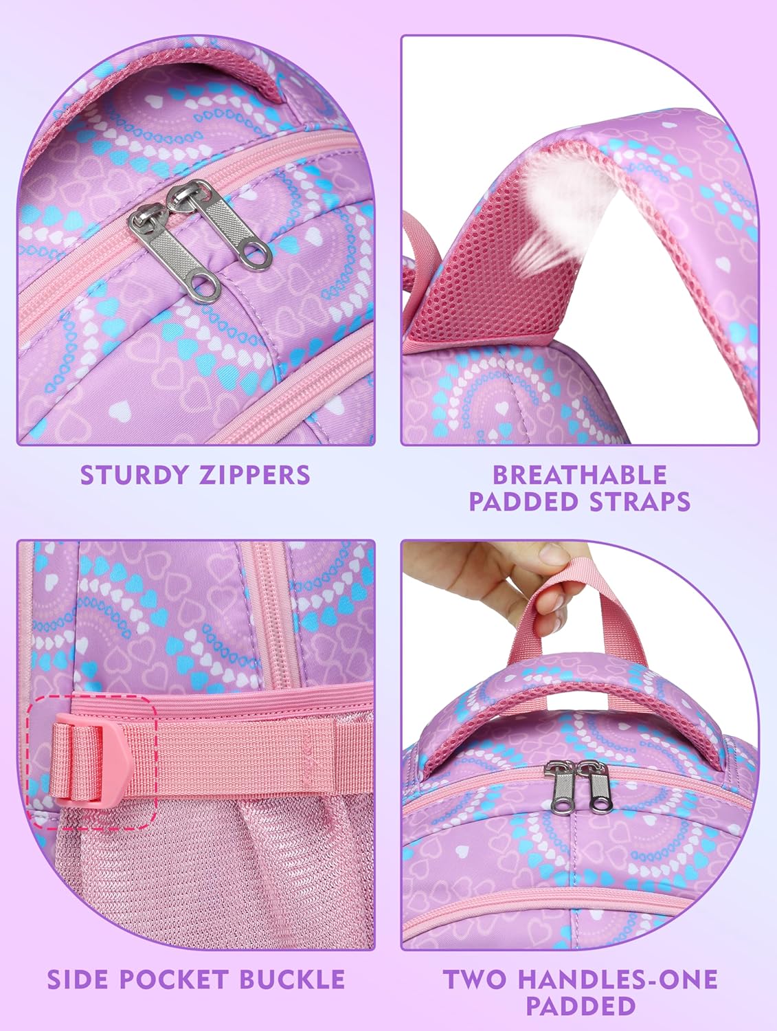 BLUEFAIRY Kids Backpacks for Boys Girls Elementary Primary Middle School Bookbags Back to School Bags for Childs Age 6-8 Mochilas Escolares para Niños Niñas 17 Inch Purple
