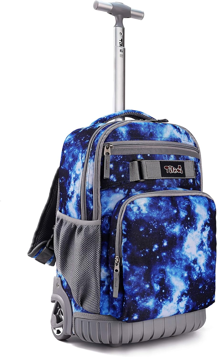 Tilami Rolling Backpack 18 inch Wheeled Laptop Backpack School College Student Travel Trip Boys and Girls, Galaxy Blue
