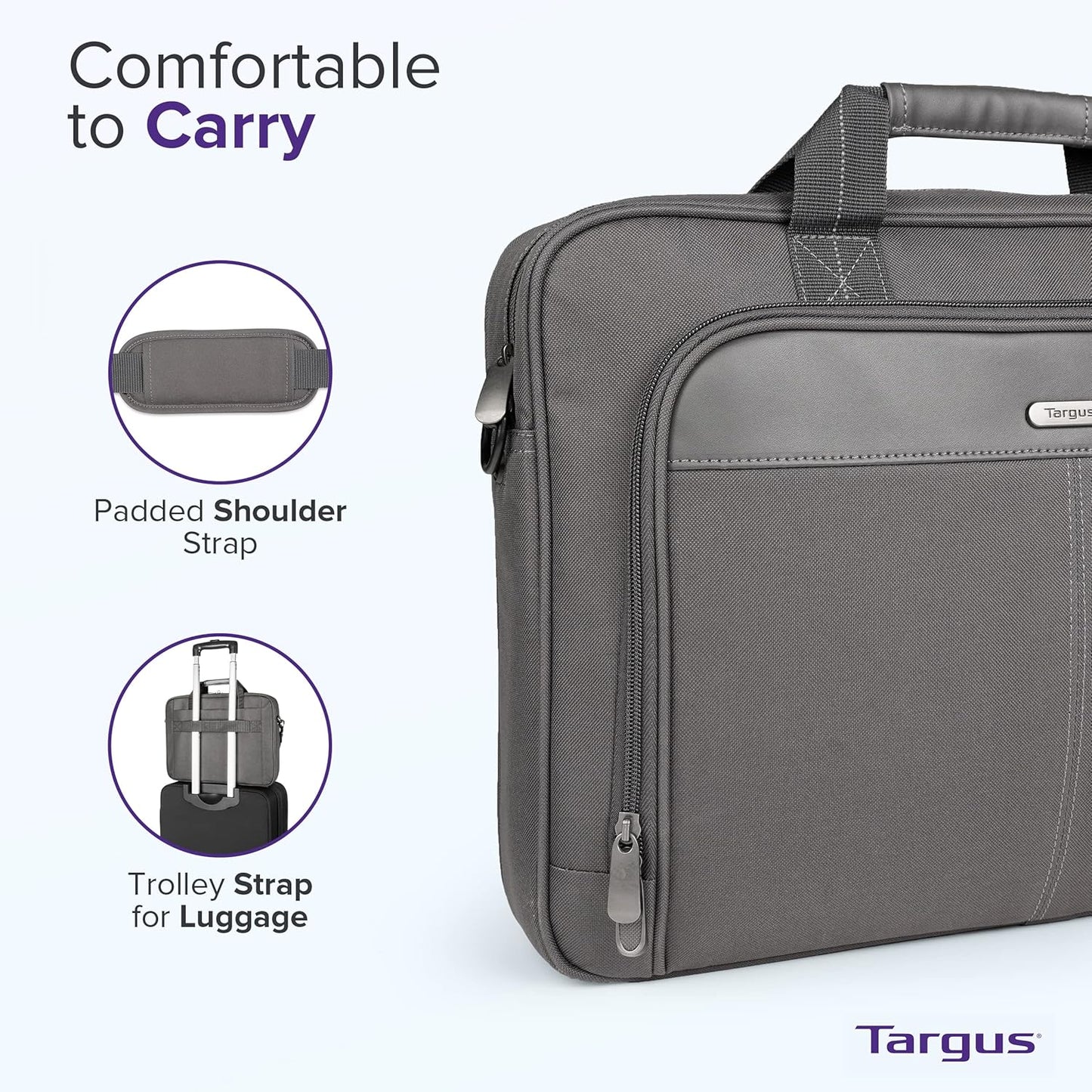 Targus Classic Slim Laptop Bag - Ergonomic Briefcase and Messenger Bag - Spacious Foam Padded for Laptops and Under