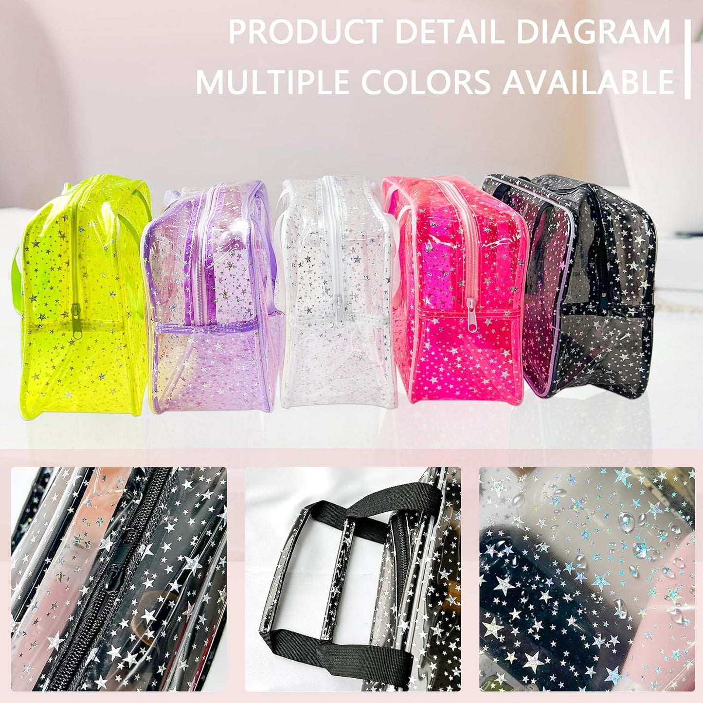 ONEART Waterproof PVC Cosmetic Bag - Clear Makeup Pouch for Travel Toiletry Organizer - Wrinkle-Resistant & Lightweight (1-Pack) (White)