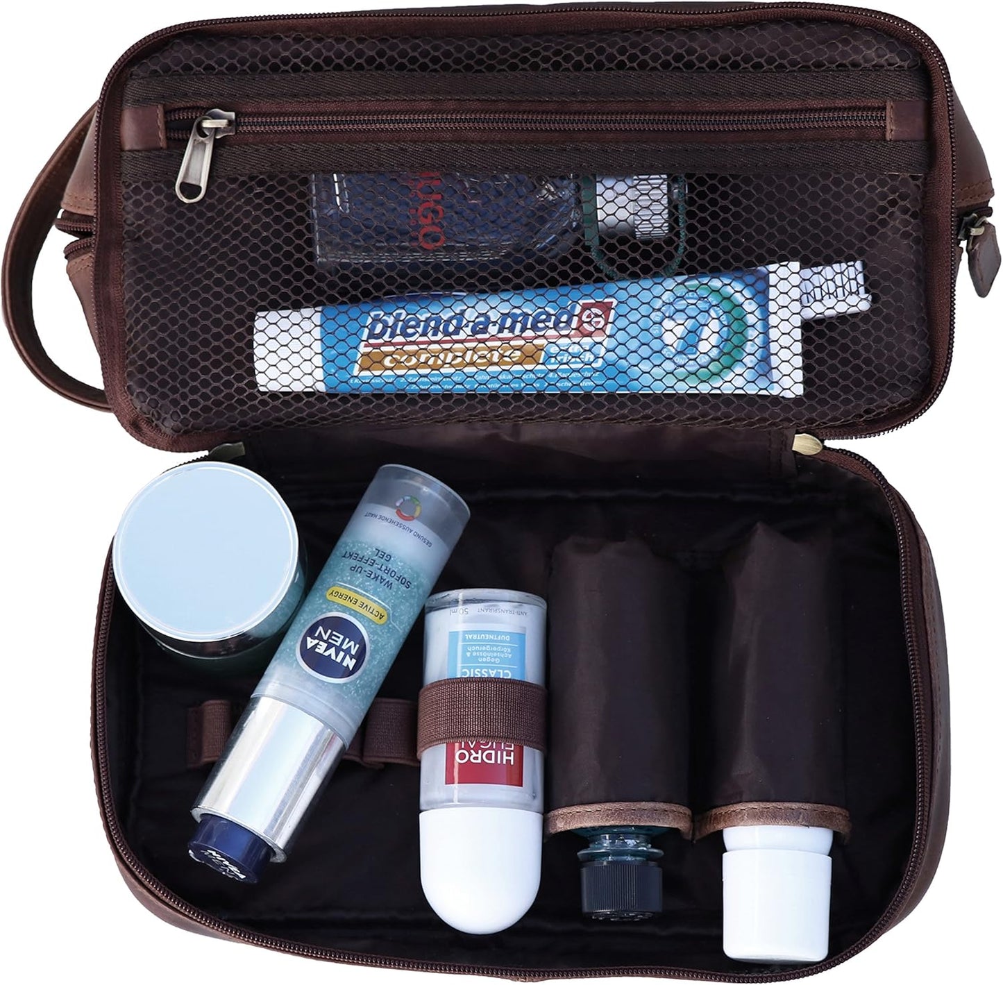 SID & VAIN wash bag ALEX Large Overnight Wash Gym Shaving Bag For Men's real leather toiletry bag leather bag Male brown