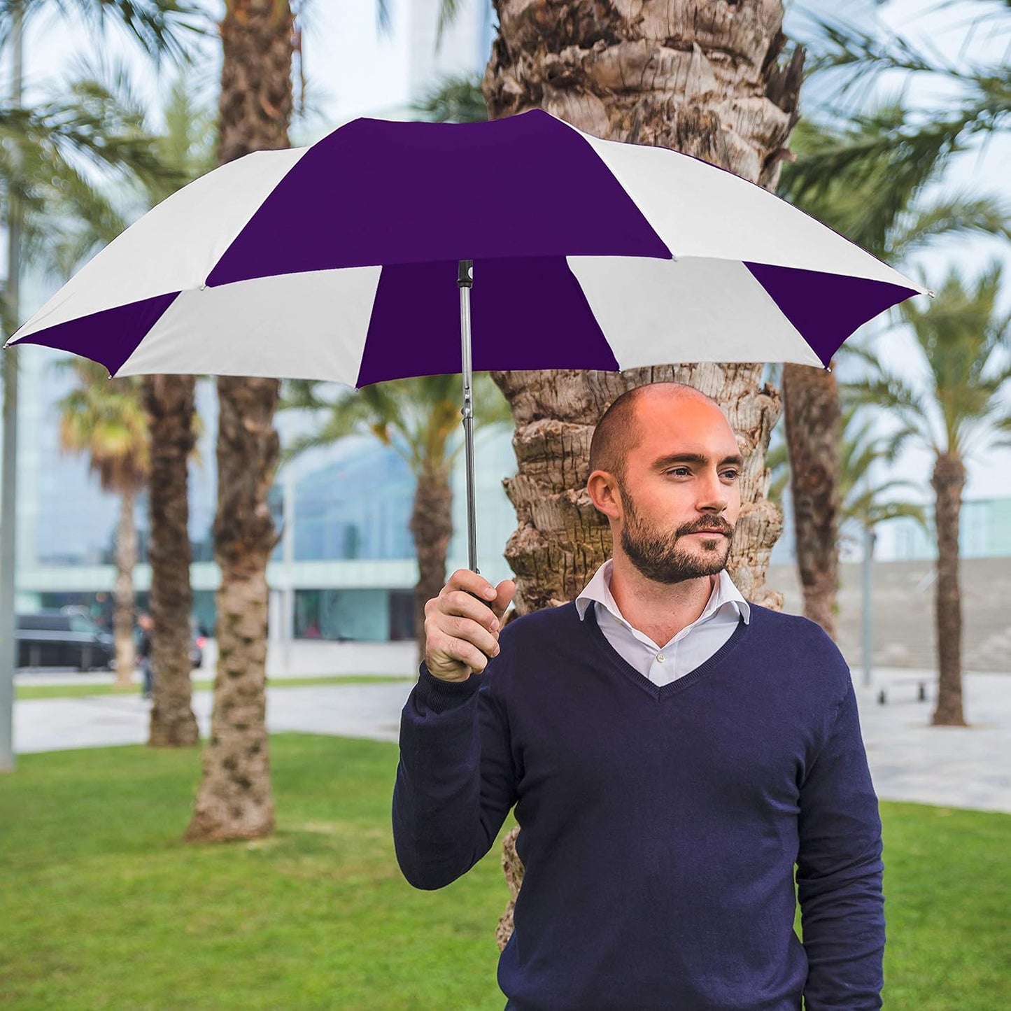 The Spectrum Popular Style 42" Automatic Open Compact Travel Umbrella for Rain, Wind & Sun, Sturdy Lightweight Small Portable Stick Umbrella for Men and Women