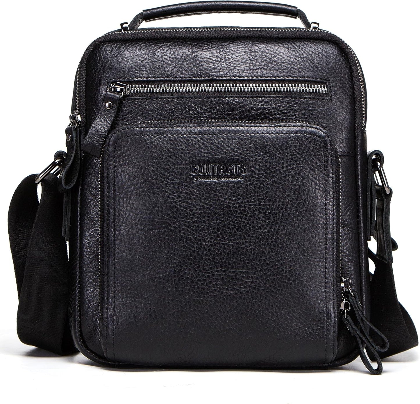 Top Grain Leather 11" Messenger Bag for Man & Woman, Multi Pockets, Fits to 8.3"/10.9" iPad for Daily/School/Business/Travel