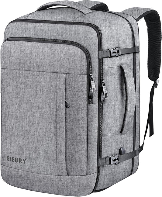 Travel Backpack, Extra Large 50L Expandable Backpack for Men Women, Carry On Backpack For Airplanes, Travel Essentials Luggage Suitcase Daypack Travel Gift Weekender Bag, Grey