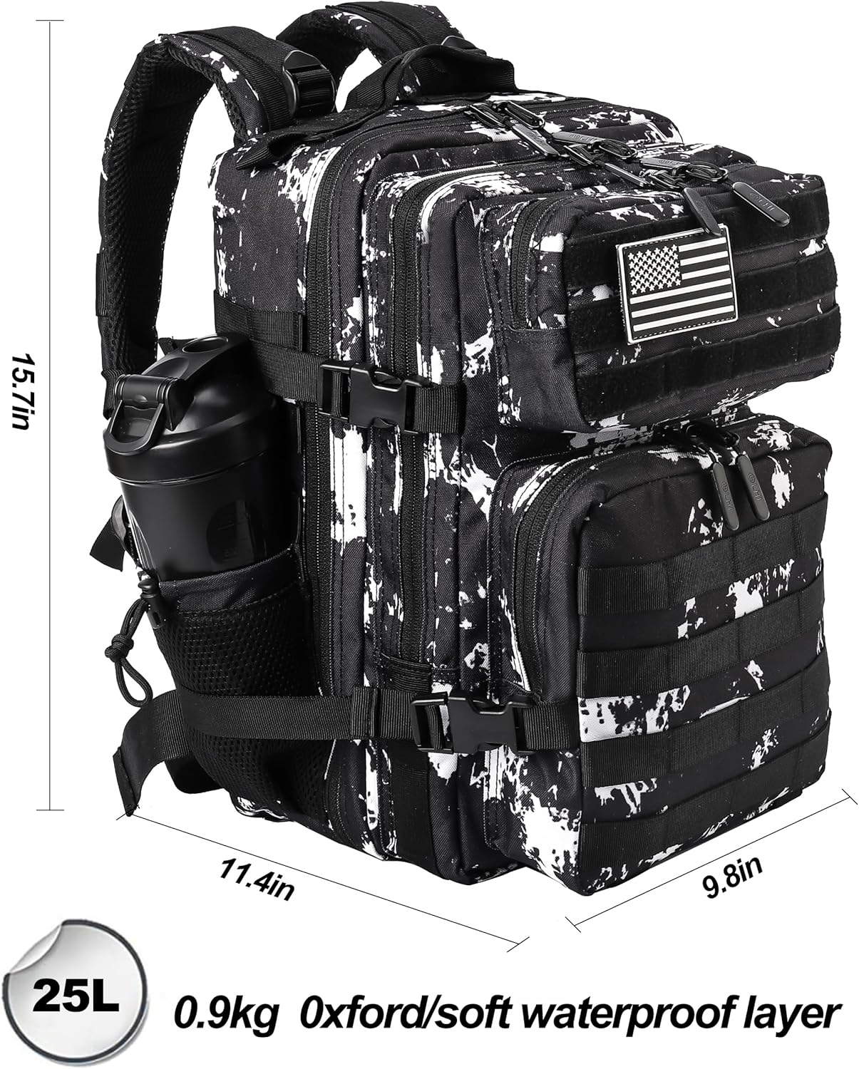 LHI Tactical Military Backpack for Men and Women 25L/35L Army Assault Pack Bag Small Rucksack with Bottle Holder