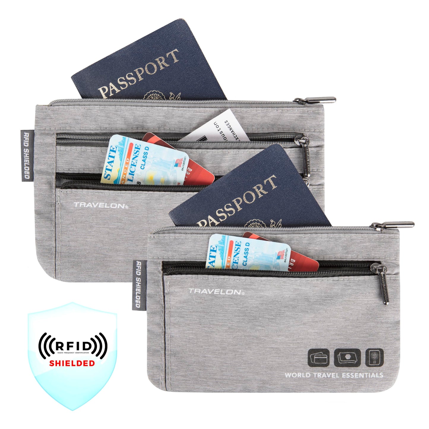 Travelon World Travel Essentials Set Of 2 Currency and Passport Organizers
