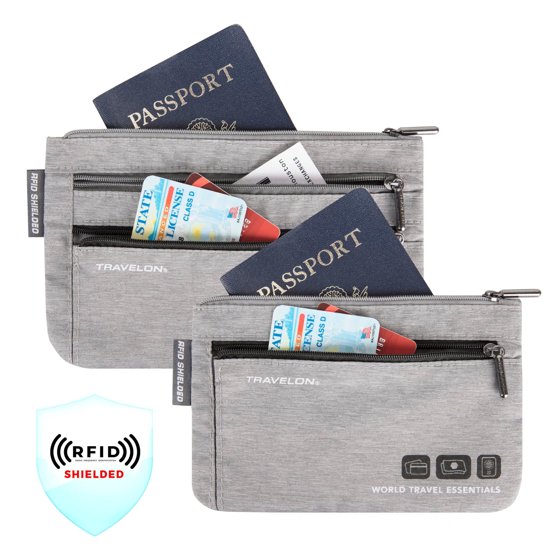 Travelon World Travel Essentials Set Of 2 Currency and Passport Organizers