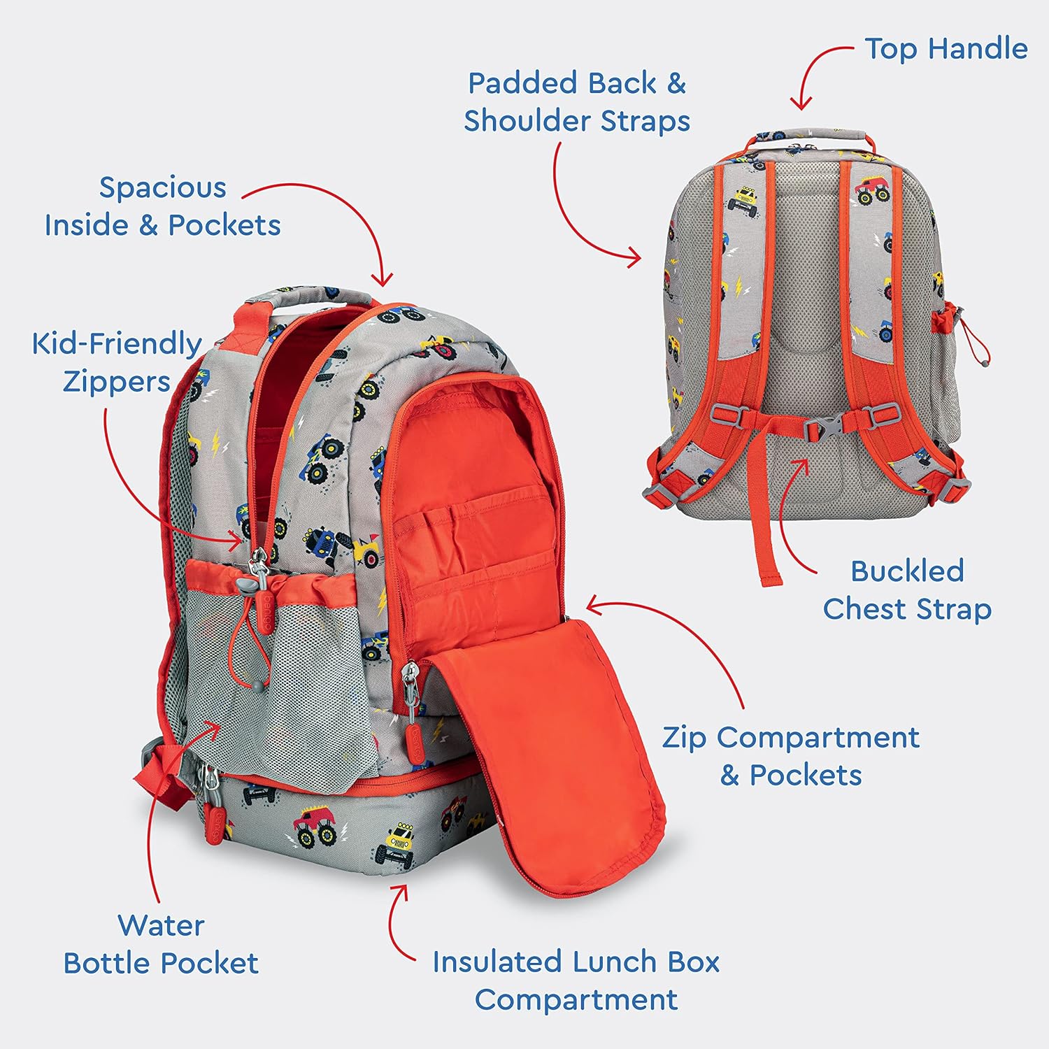 Bentgo Kids 2-in-1 Backpack & Insulated Lunch Bag - Durable 16” Backpack & Lunch Container in