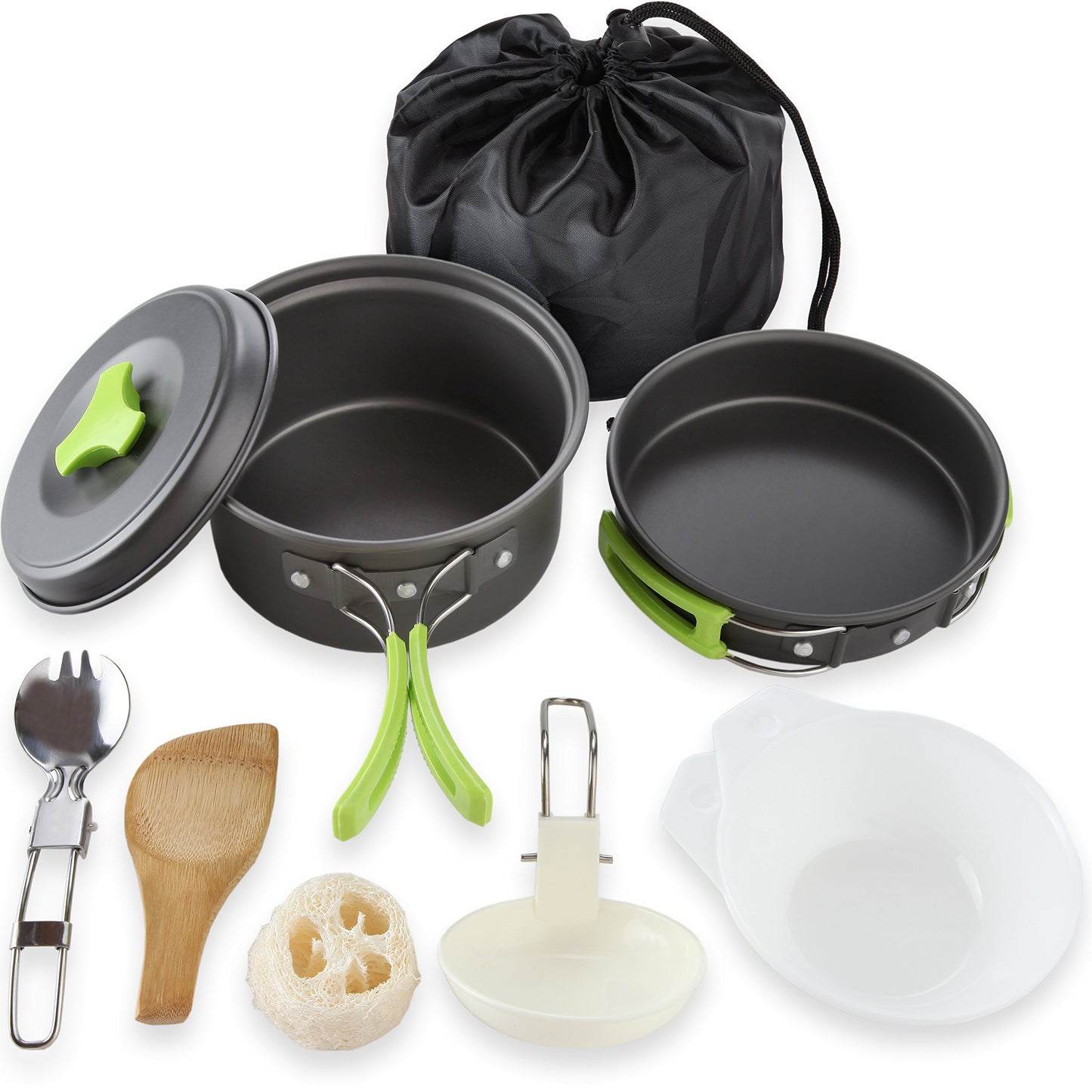 1 Liter Camping Cookware Mess Kit Backpacking Gear & Hiking Outdoors Bug Out Bag Cooking Equipment