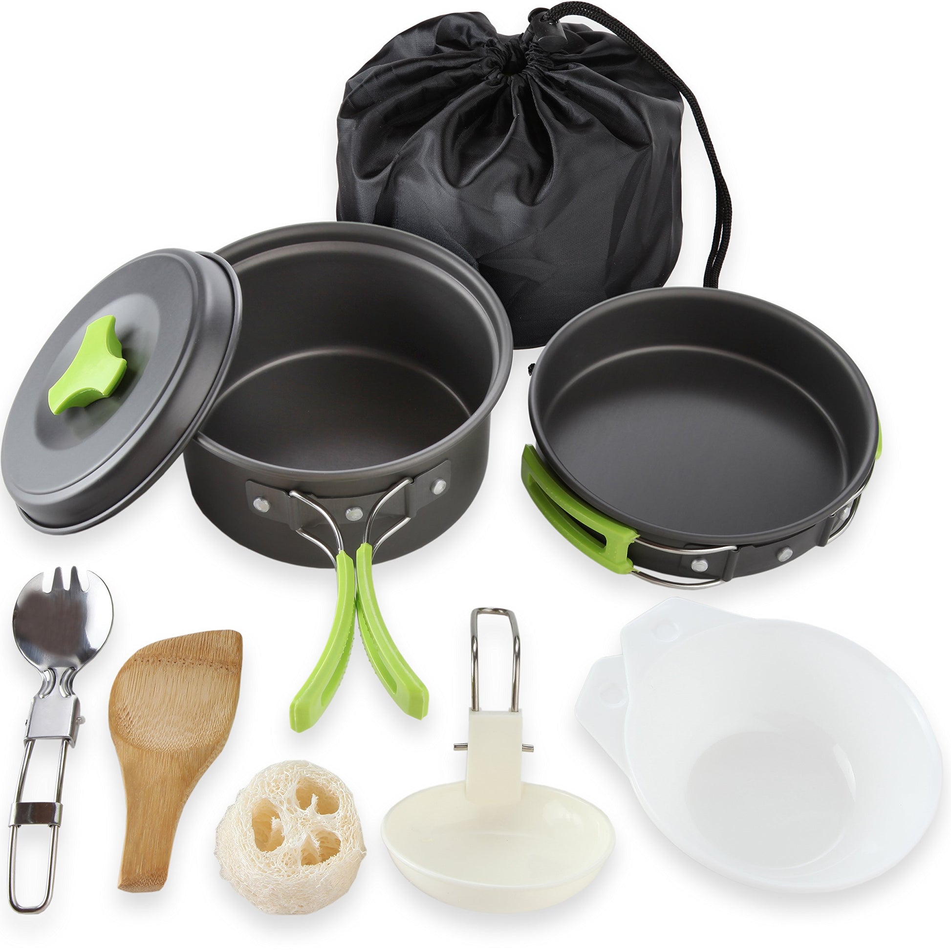1 Liter Camping Cookware Mess Kit Backpacking Gear & Hiking Outdoors Bug Out Bag Cooking Equipment