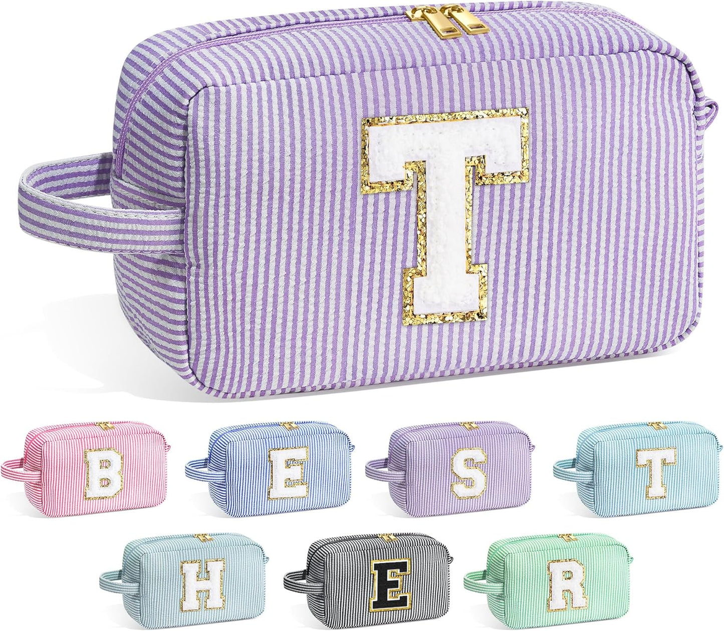 YOOLIFE Teacher Appreciation Gifts - Personalized Monogram Initial Makeup Bags for Women
